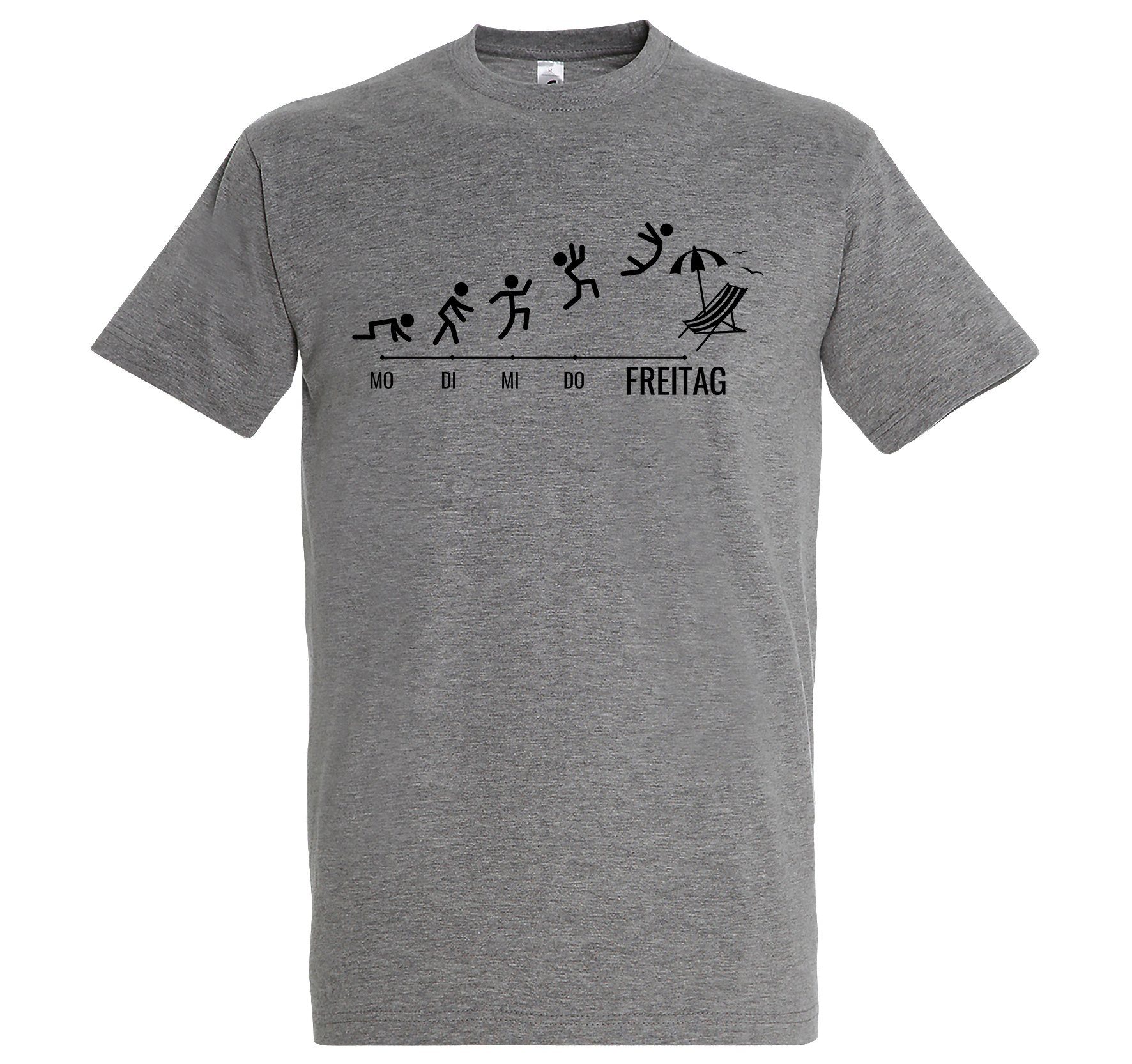 T-Shirt Shirt Frontprint Herren lustigem Youth mit Designz Grau Wochenende Freitag