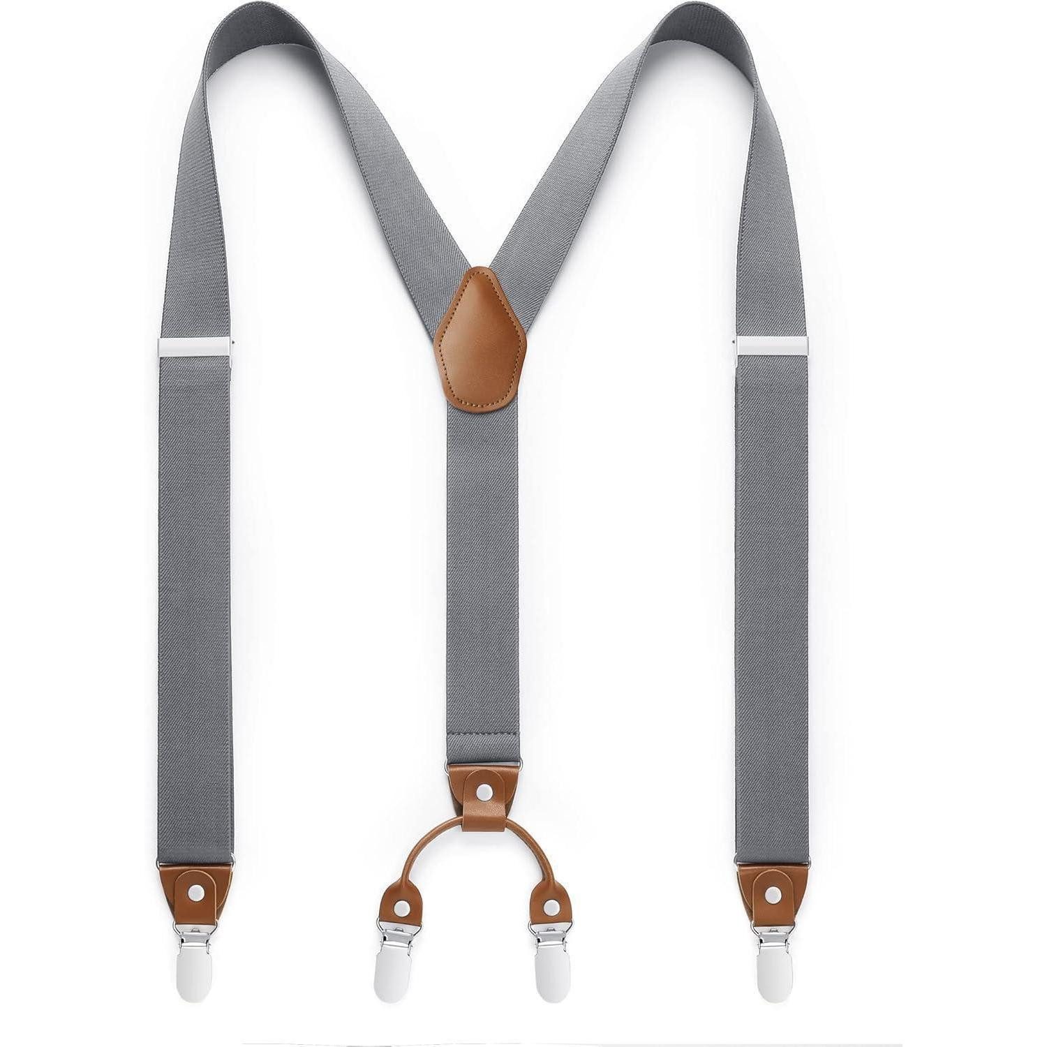 LuxusKollektion Hosenträger Hosenträger Herren Damen X Form 4 Metall Clips Y-grau