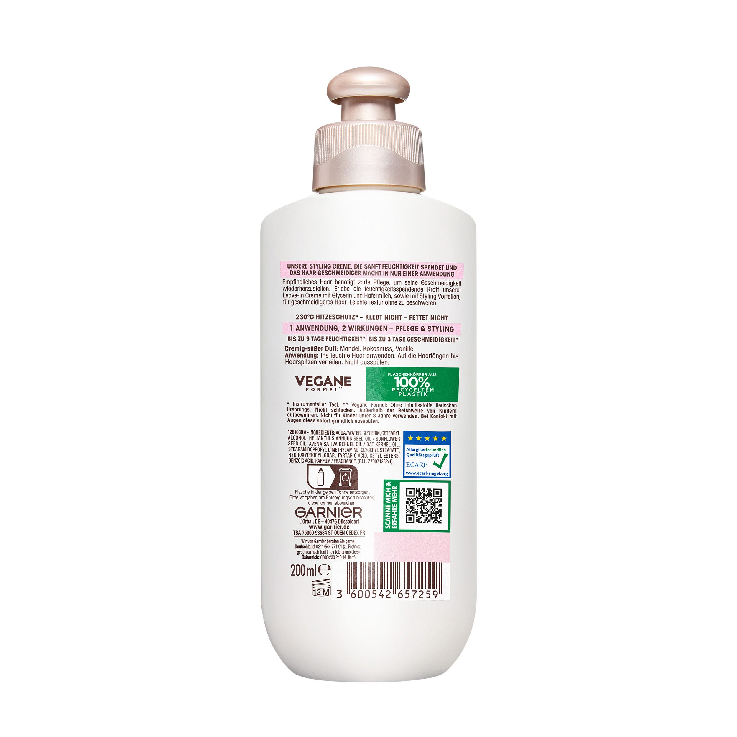 GARNIER Haarmousse Garnier Wahre Schätze 2-in-1 Pflege & Styling Sanfte Hafermilch, Packung, 6-tlg.