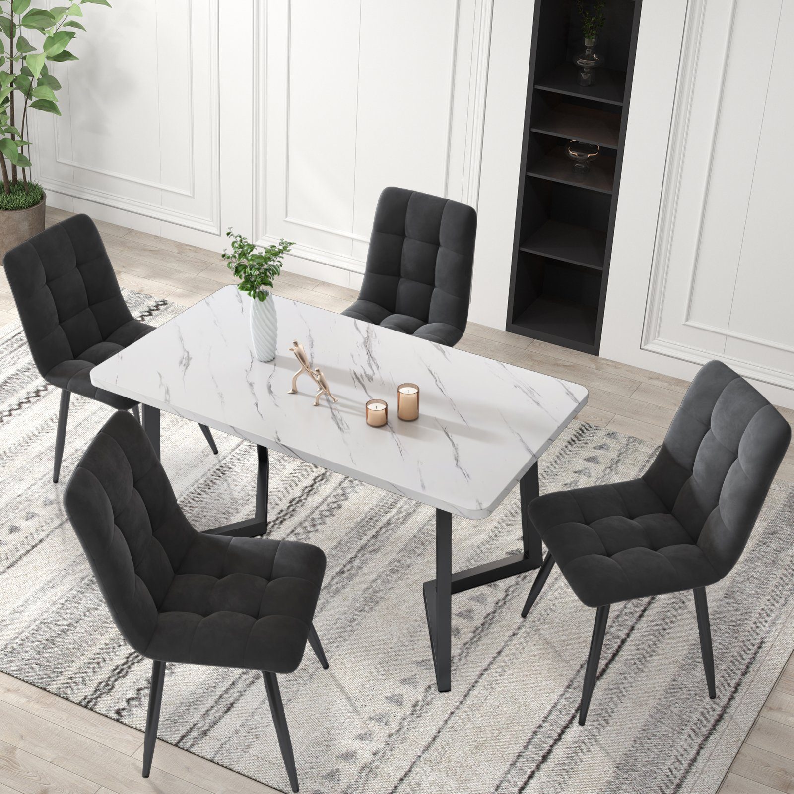 SEEZSSA Küchenstuhl Esszimmerstuhl Stoff, (4er Set), günstig online kaufen
