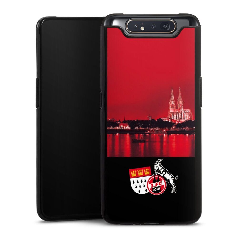 DeinDesign Handyhülle Skyline 1. FC Köln Offizielles Lizenzprodukt Skyline Köln Rot, Samsung Galaxy A80 Silikon Hülle Bumper Case Handy Schutzhülle