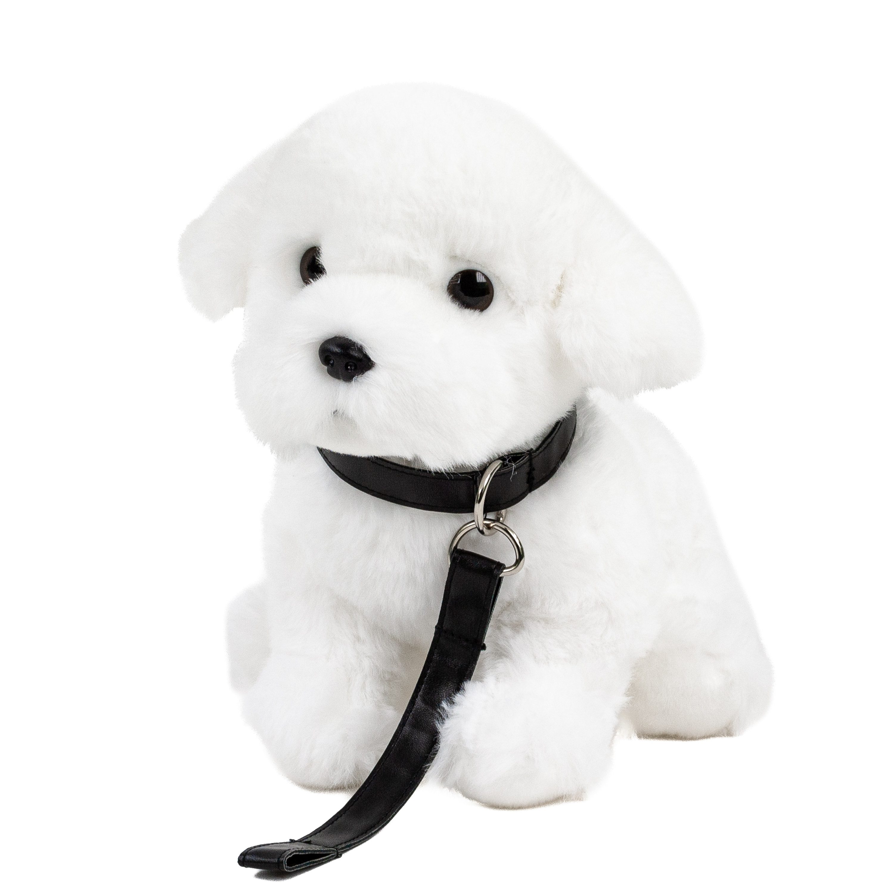 Teddys Rothenburg Kuscheltier Malteser mit Leine sitzend weiß 26 cm Plüschhund