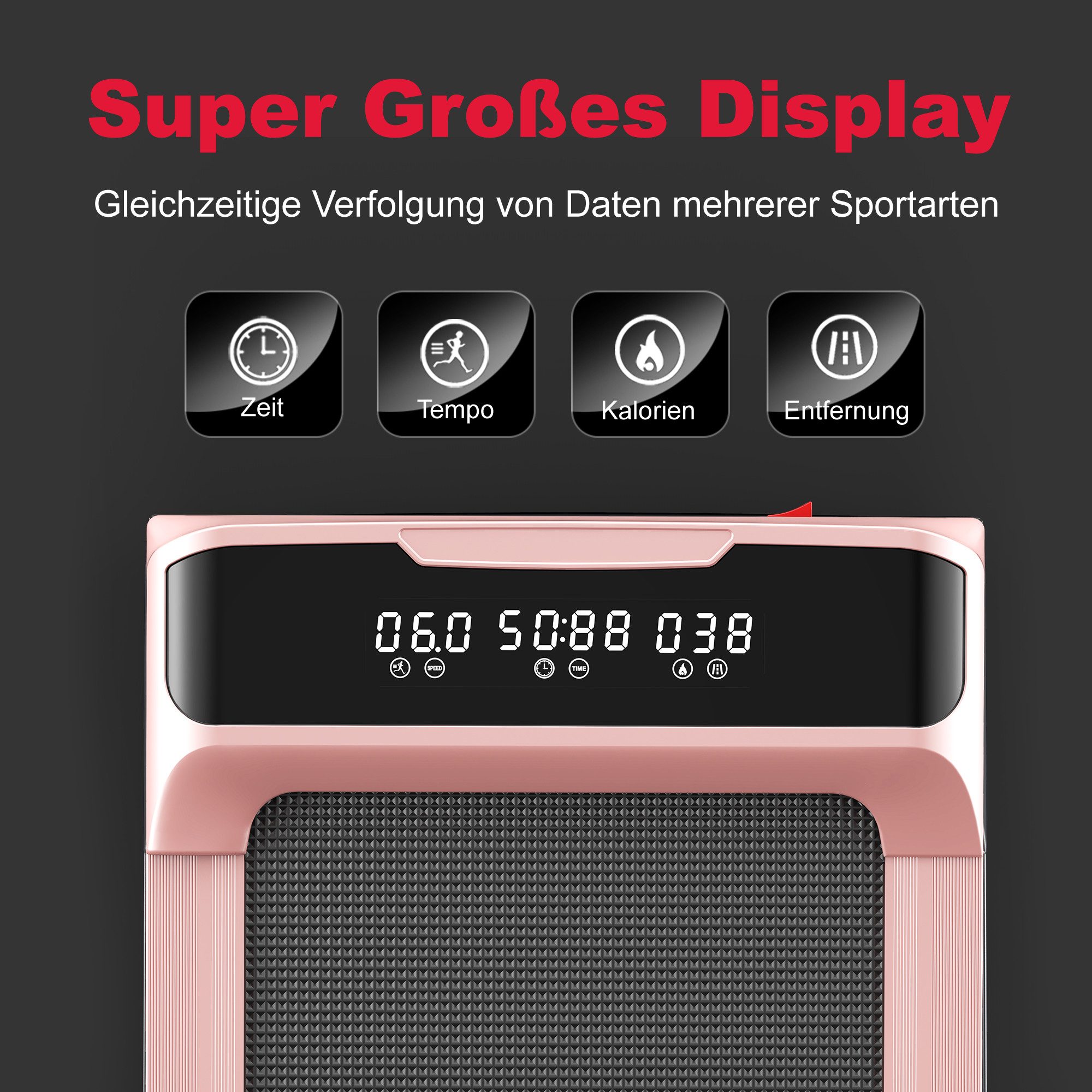 Hamlody Laufband Klappbare Laufbänder für Zuhause, 1-10 km/h, Bürstenloser Motor (LCD-Display, leise, platzsparend und Fernbedienung, Mit Fallschutzclip), Walking Pad für Zuhause Klein Laufpad mit Werkzeugsatz