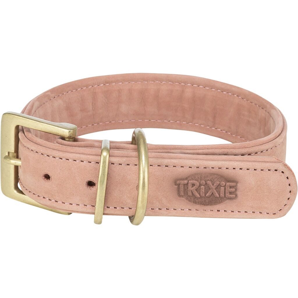 TRIXIE Hunde-Halsband Pure Halsband, Leder extra breit - rosa - 25–31 cm/25 mm, Leder