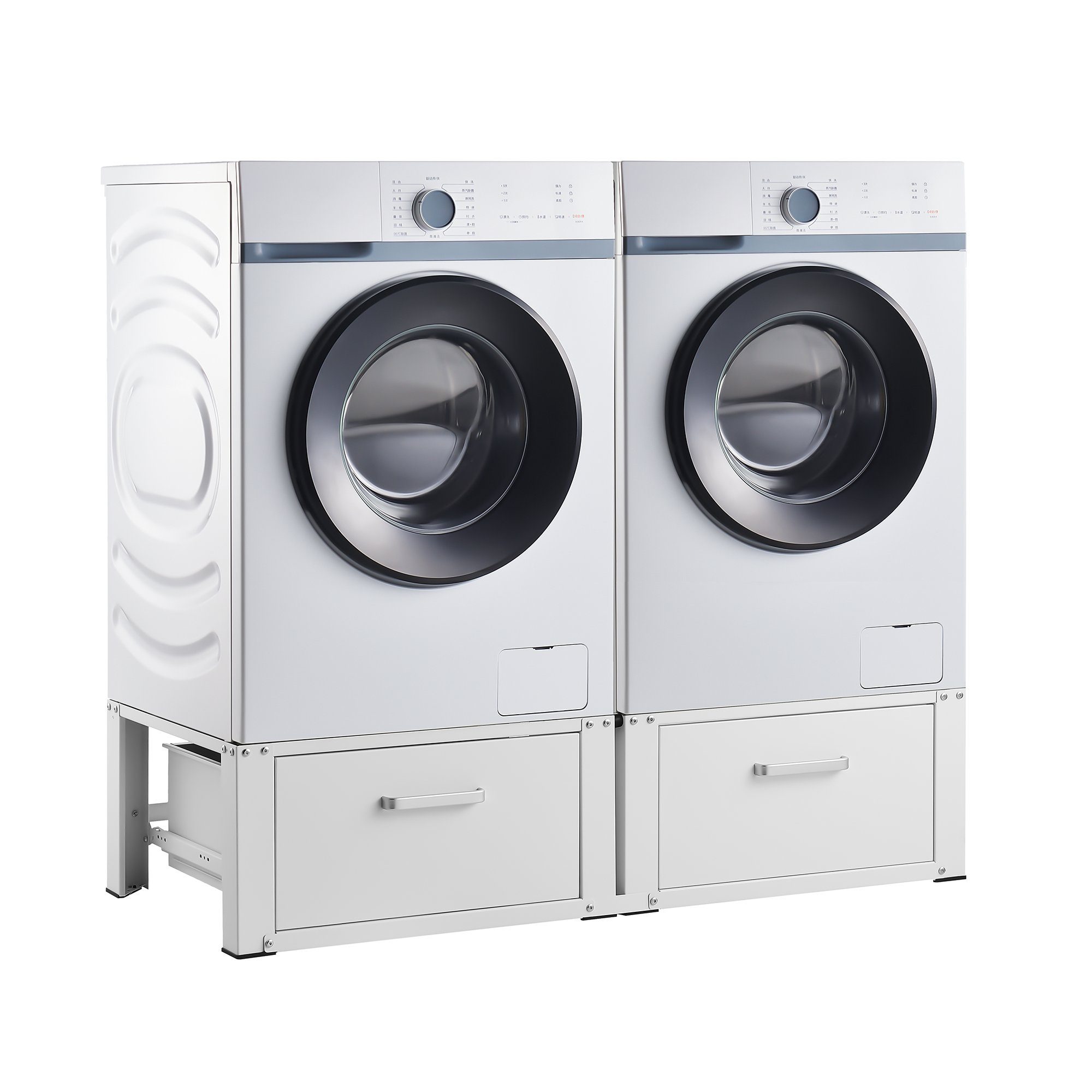 en.casa Waschmaschinenunterschrank »Heyen« Doppeluntergestell mit 2 Schubladen 127x54x31cm Weiß