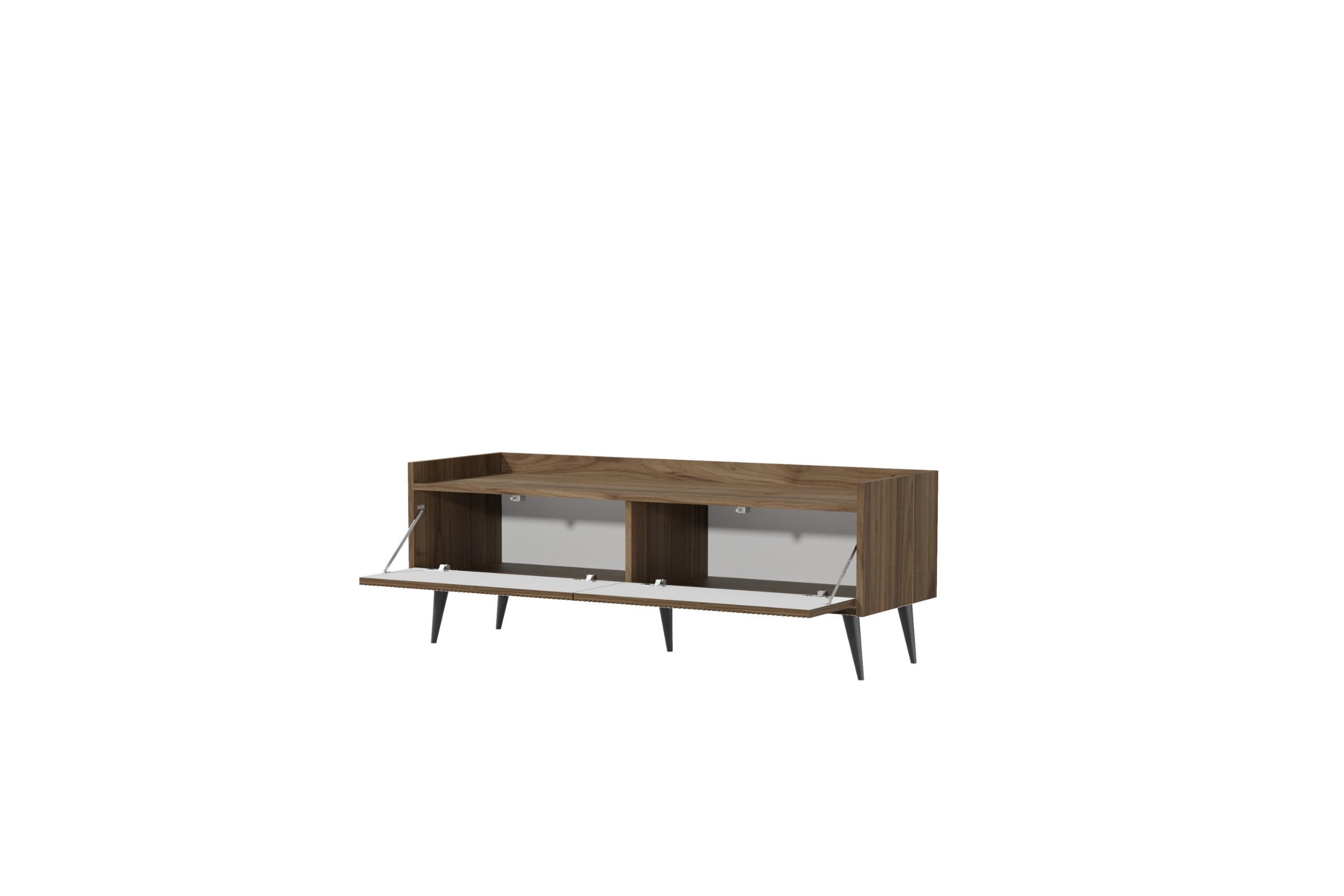 Deine Möbel 24 TV-Board DALIA 07 TV-Schrank TV-Lowboard 121 cm breit (DALIA-Kollektion, 1 St., ideal für für Ihr Wohnzimmer), 2 Klappen, geriffelte Fronten, Farbe Kashmir oder Walnuss