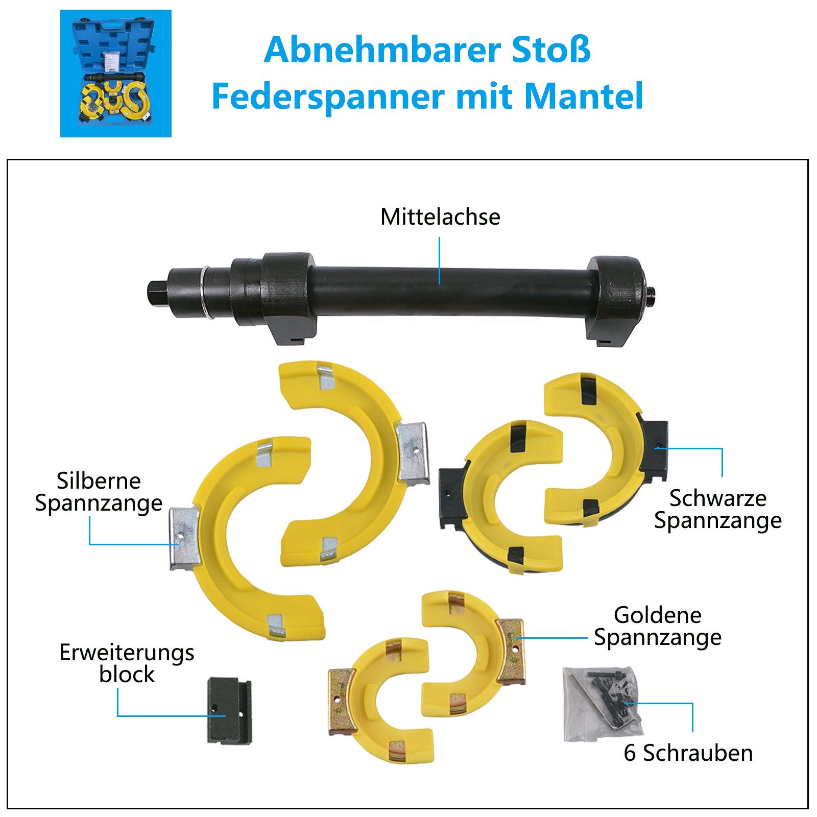 FIVMEN Montagewerkzeug Federbeinsystem Federspanner Federbeine Tieferlegung, Tieferlegung Fahrwerk Werkzeug Spanner, Blau – Bild 5 von 5