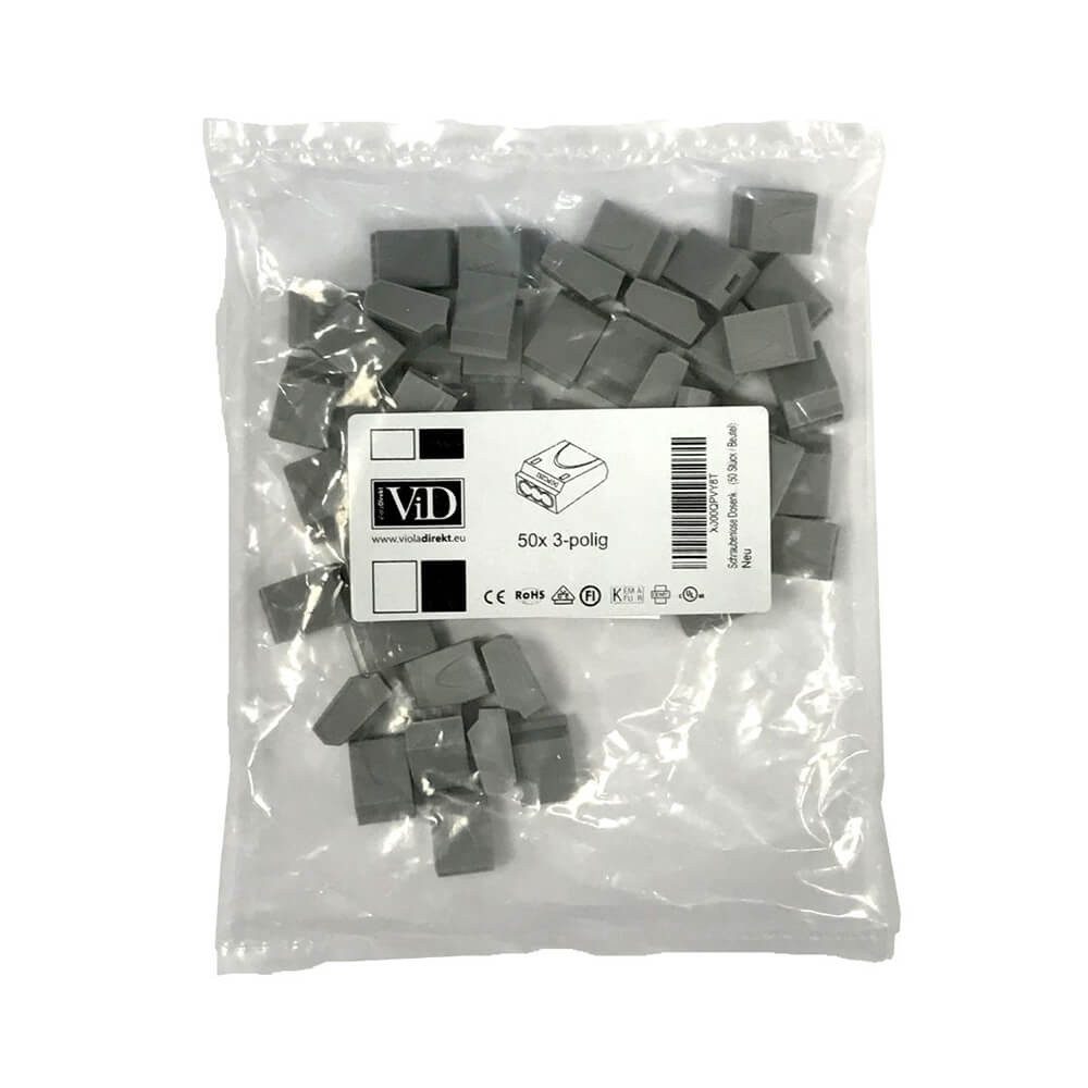 Verbindungsklemme Schraubenlose Dosenklemme Steckklemme 3 x 2,5 mm², grau, 50 Stk.