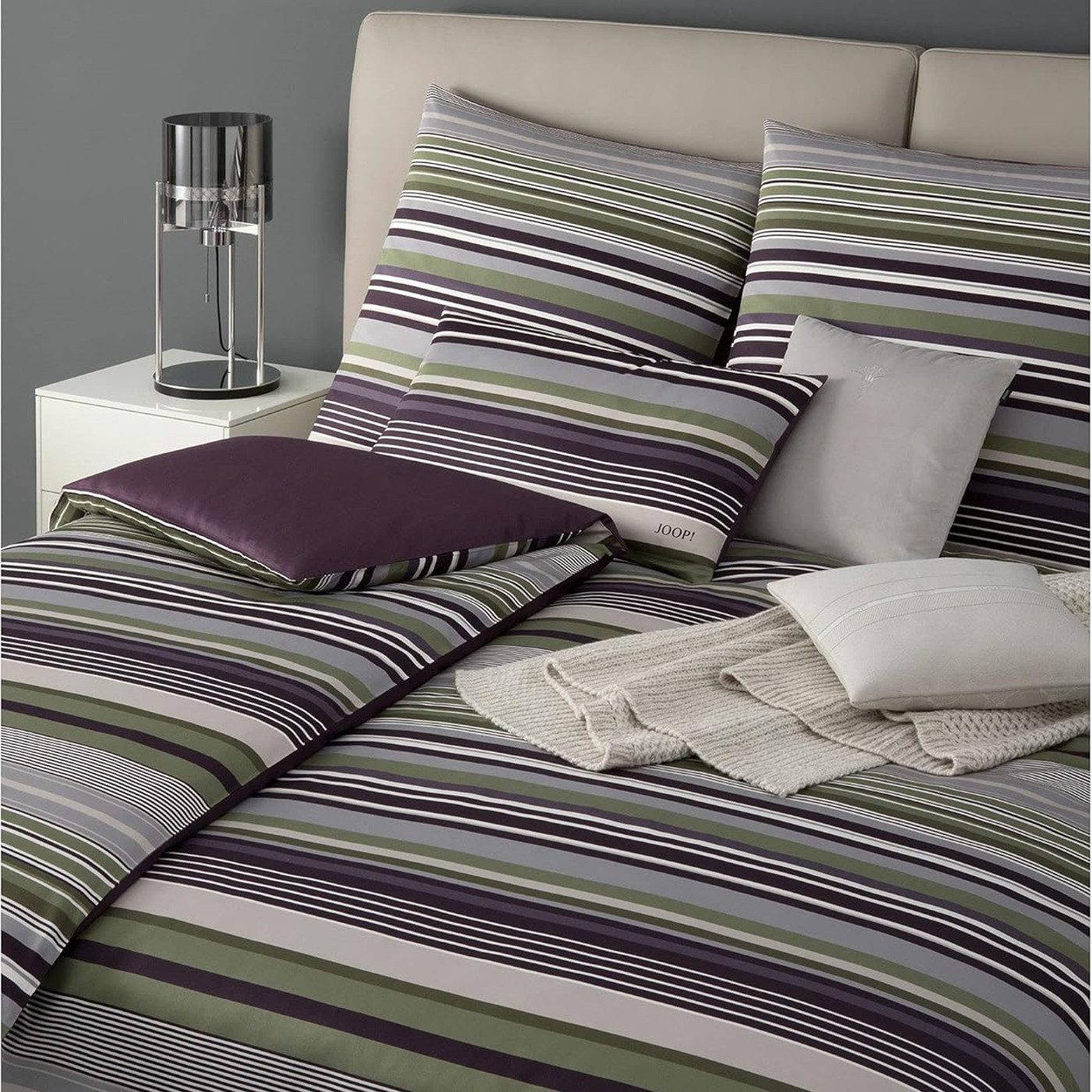 JOOP! Bettwäsche JOOP! Mako Satin Bettwäsche Micro Lines 4099-4 Streifen Grau 135x200, 2 teilig