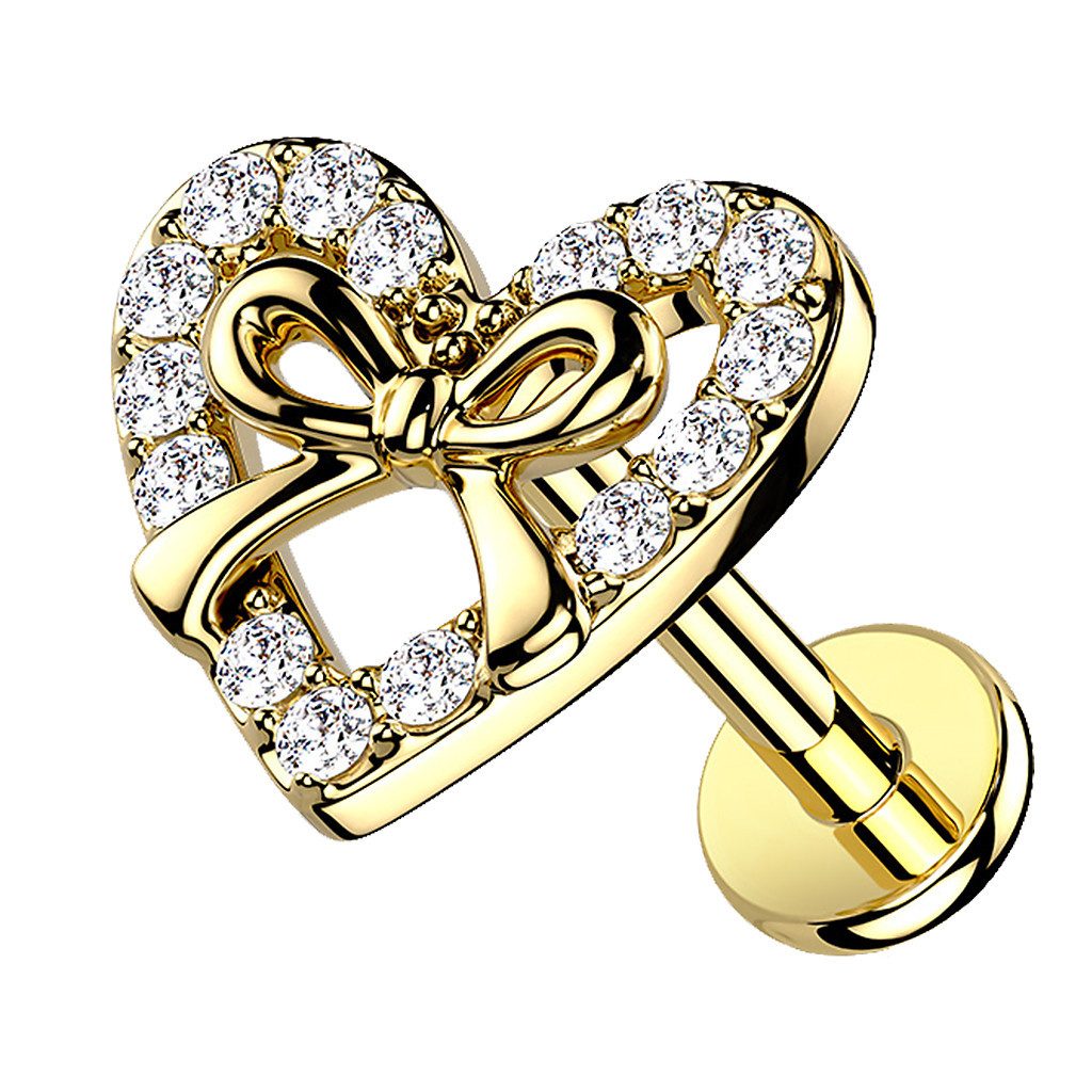 Taffstyle Piercing-Set Tragus Conch Piercing flach Kristall Herz Schleife G günstig online kaufen