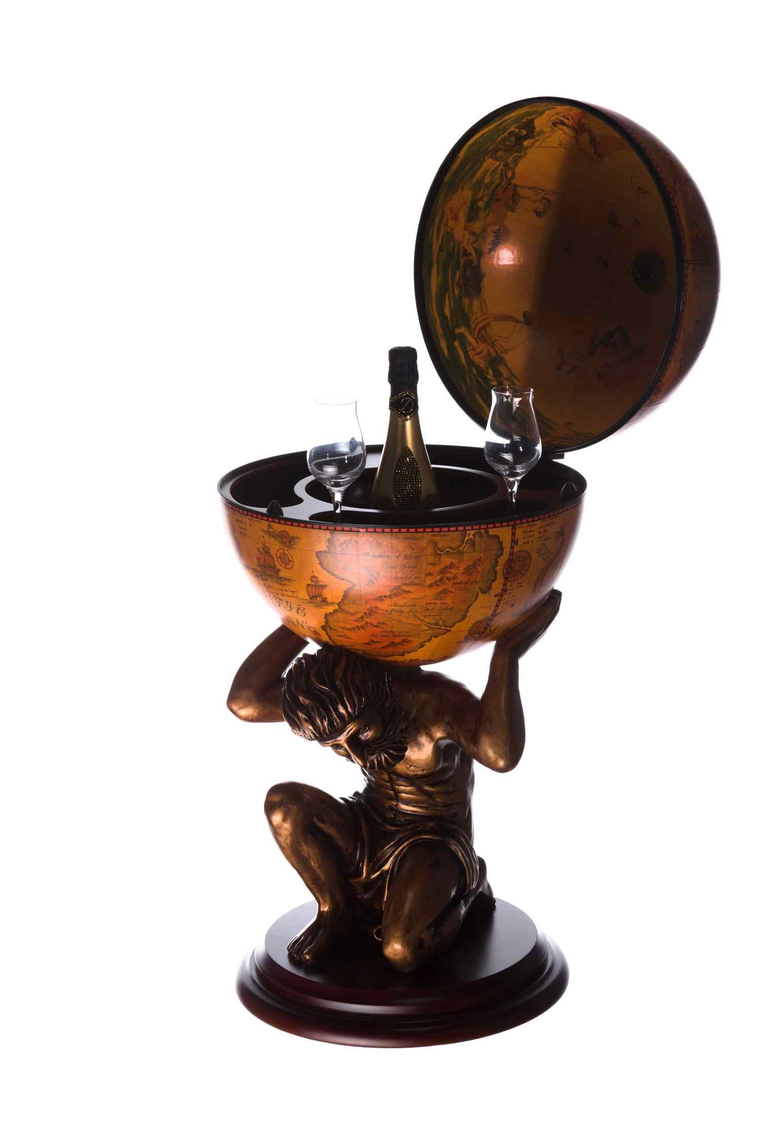 BIRENDY Dekoobjekt Barwagen JG42016R- Figur ATLAS Braun Globusbar Hausbar 1 günstig online kaufen