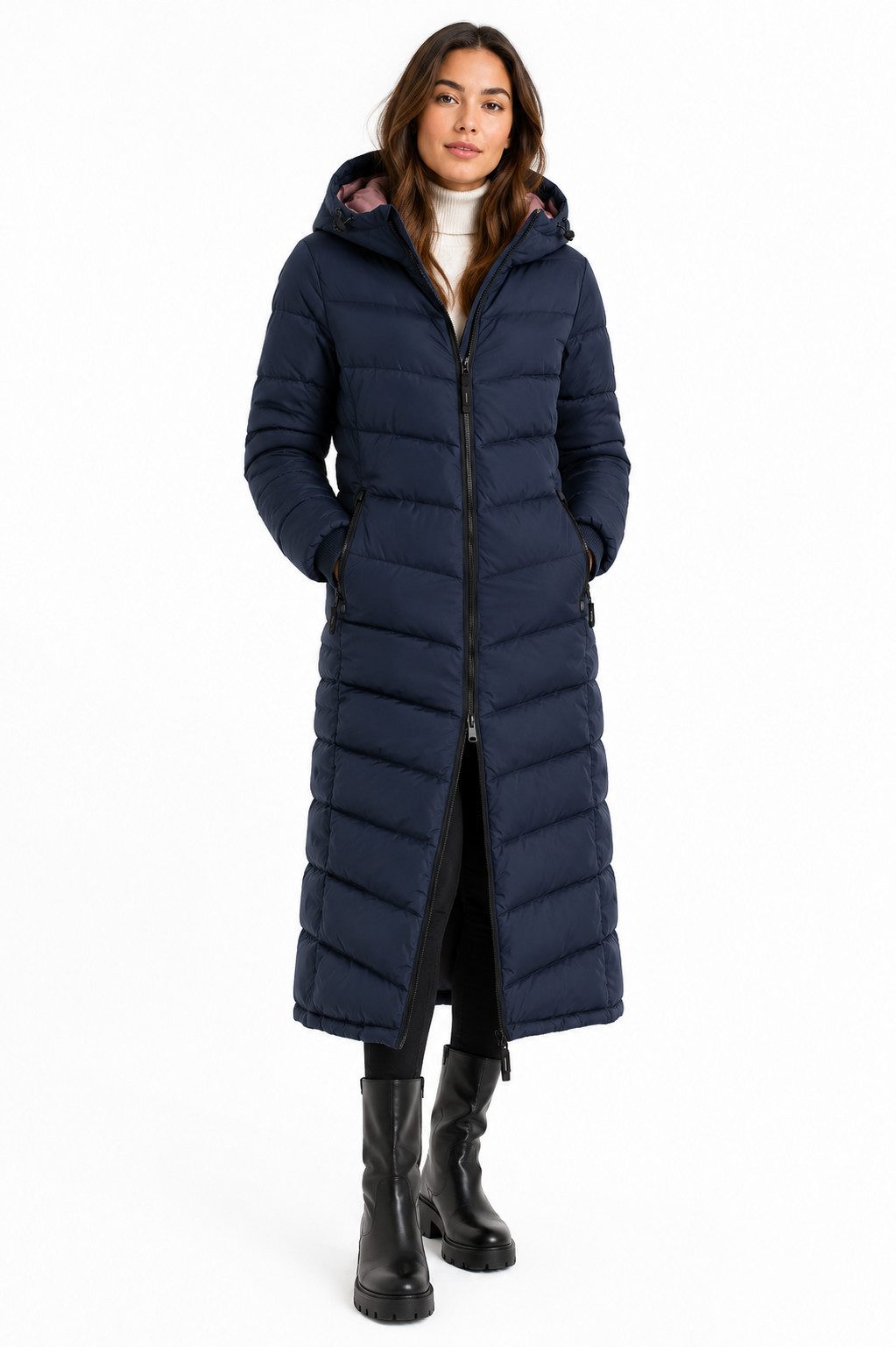 SUBLEVEL Steppmantel Damen Winter Jacke Parka Stepp Jacke Winter Mantel Extra lang 126cm