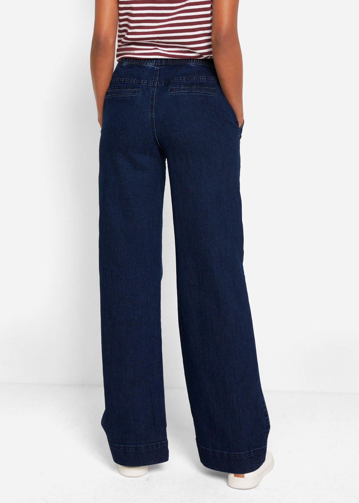 bonprix Weite Jeans Loose Fit Passform, mit elastischem Bund und Tunnelzug