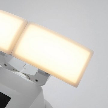 Lindby Außen-Wandleuchte Nikias, LED-Leuchtmittel fest verbaut, warmweiß, Modern, Aluminium, Kunststoff, weiß (RAL 9006), 2 flammig, inkl.