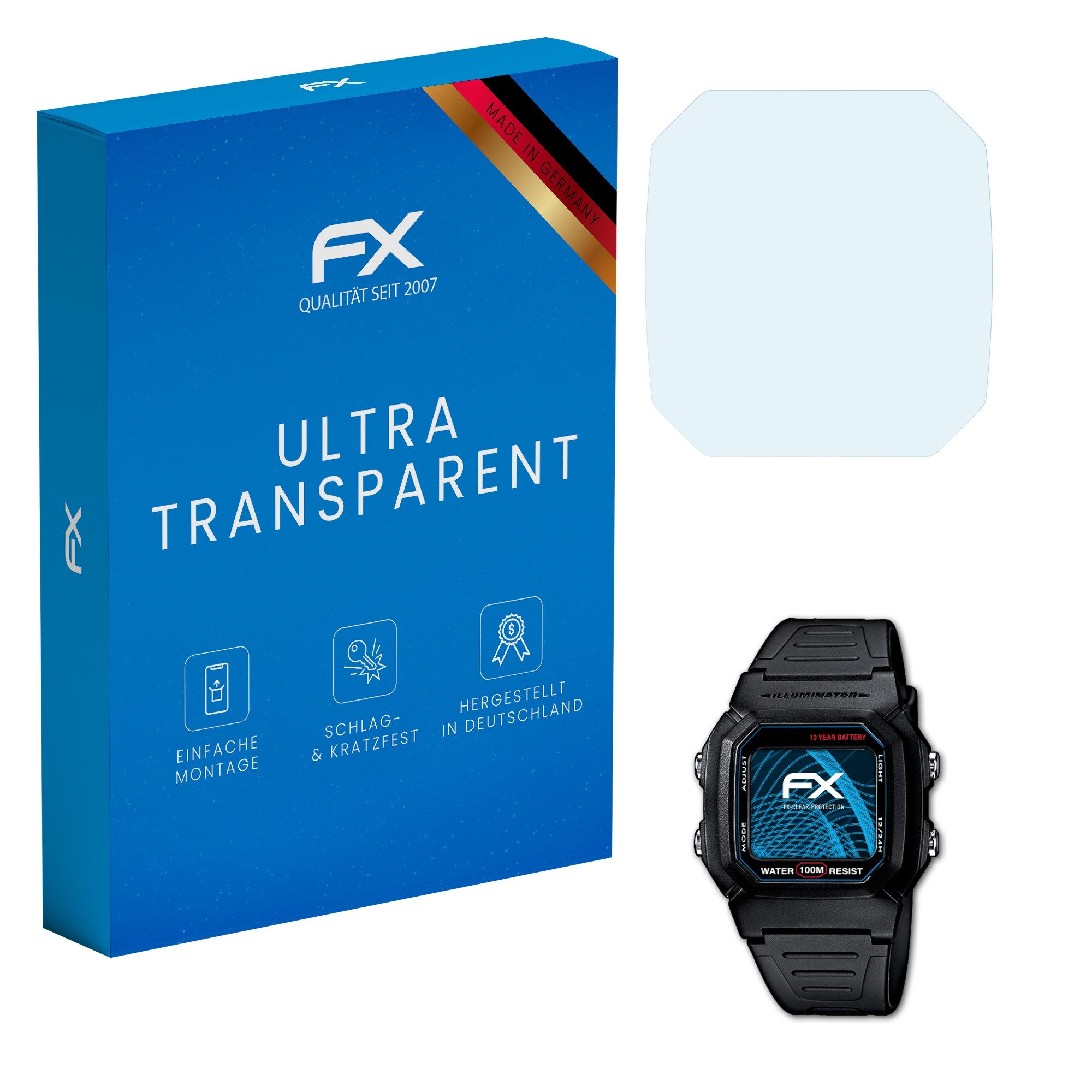atFoliX Schutzfolie Displayschutz für Casio W-800H-1AVES, (3 Folien), Ultraklar und hartbeschichtet