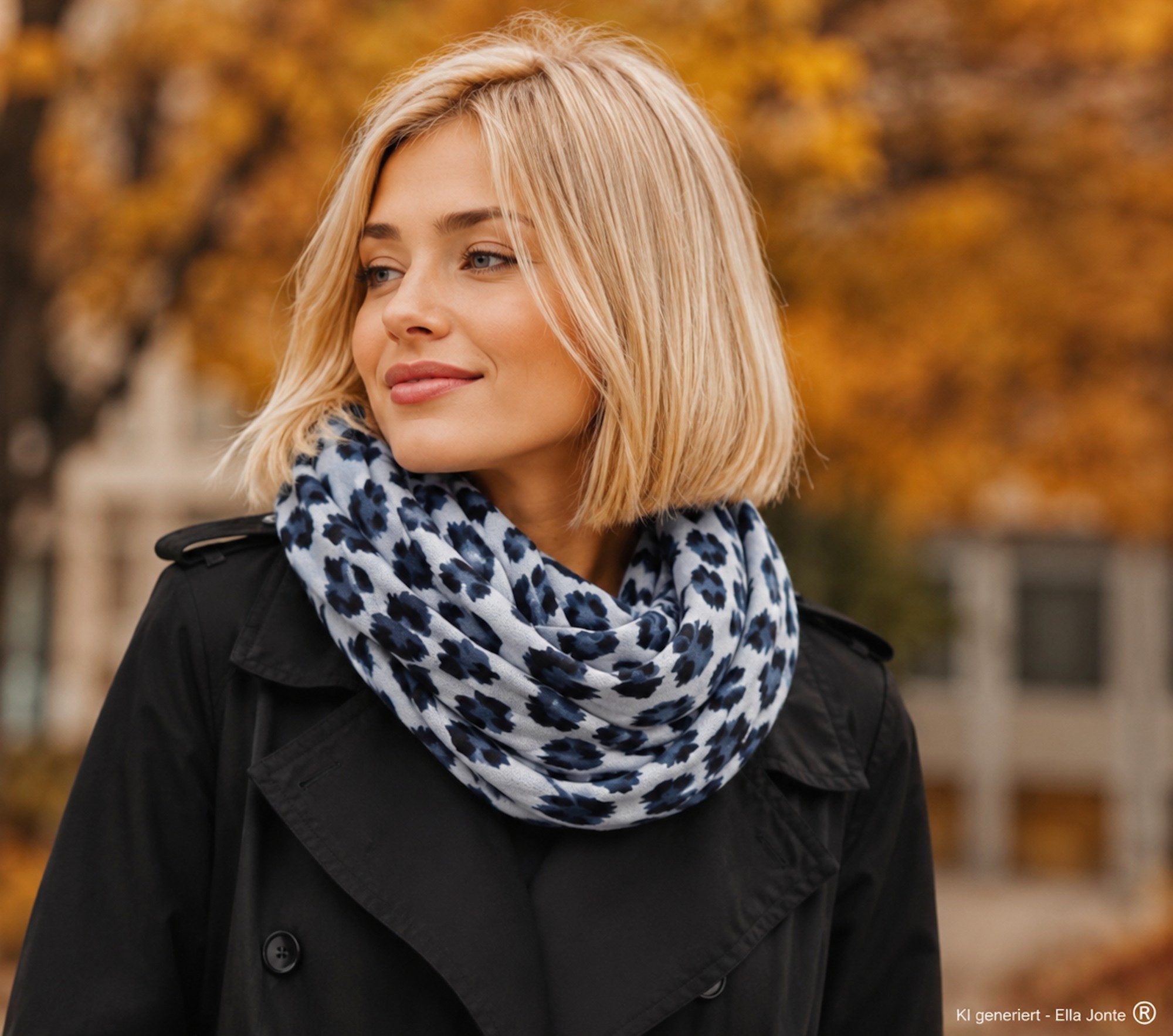 Ella Jonte Loop, weicher Strickloop Leopard beige braun oder grau schwarz Herbst Winter