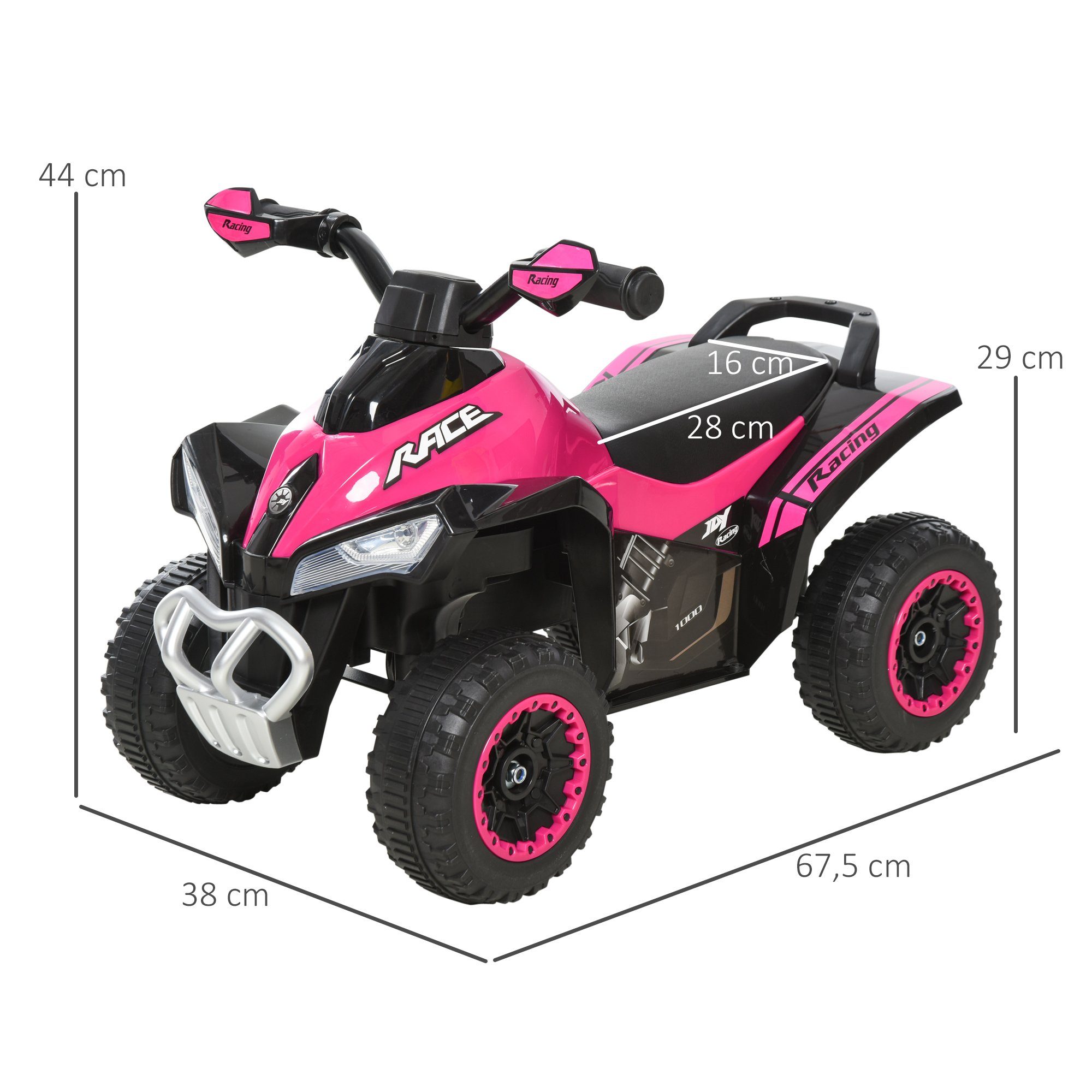 HOMCOM Rutscher Kinder Rutschauto Tretauto, (Rutschen Kinderauto, 1-tlg., Kinderfahrzeug), Rosa 67,5 x 38 x 44 cm
