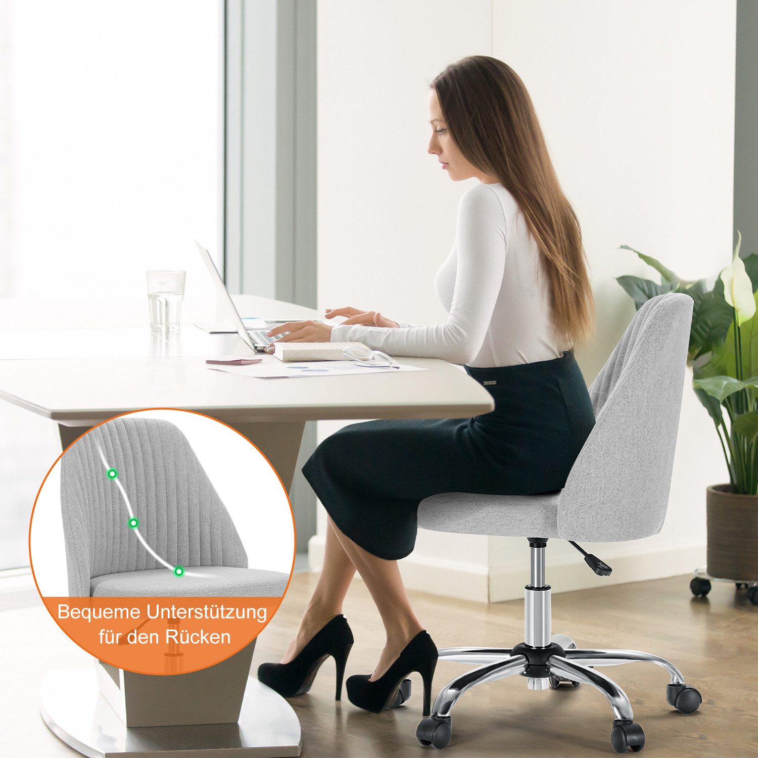 DUMOS Bürostuhl ergonomischer ohne Armlehnen Schreibtischstuhl günstig online kaufen