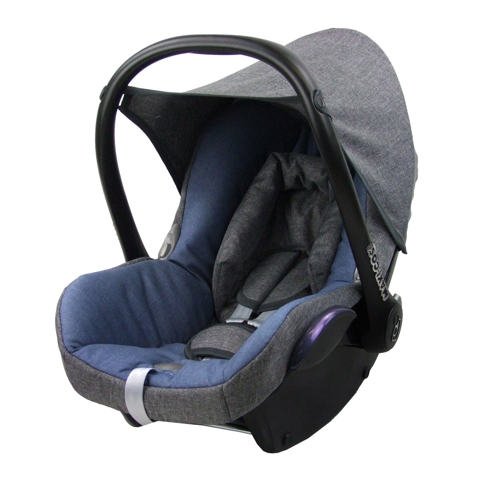 BambiniWelt by Rafael K. Babyschale Ersatzbezug kompatibel mit Maxi Cosi Cabrio Fix Babyschale 6-tlg, ab: 0+, bis: 14 Monate meliert grau/blau