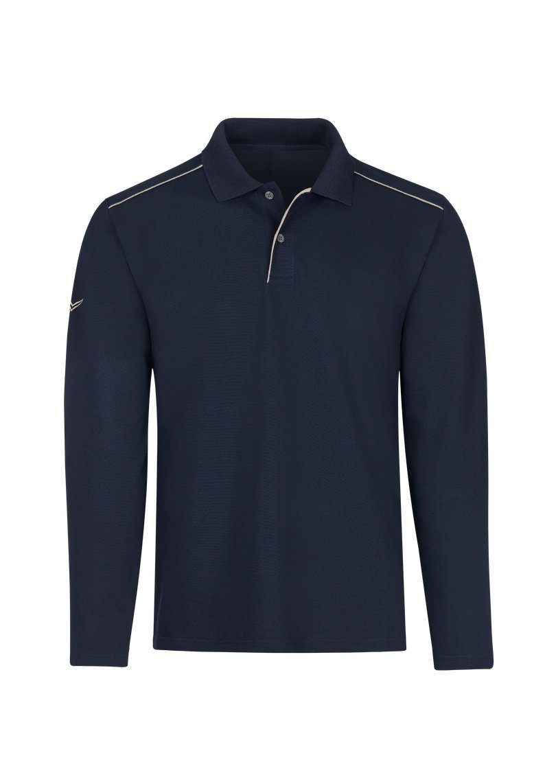 navy-C2C Poloshirt Poloshirt aus Trigema Biobaumwolle Langarm TRIGEMA