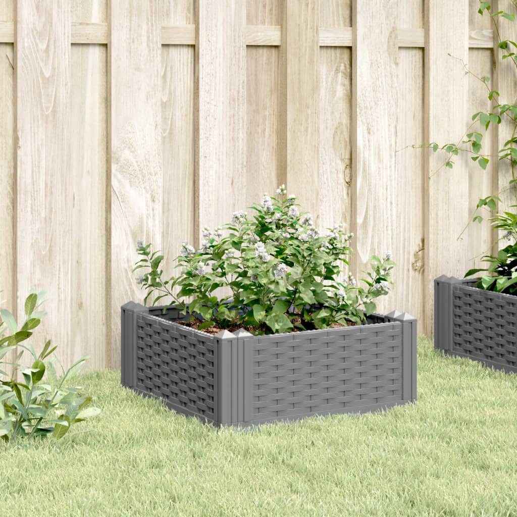 vidaXL Blumentopf Pflanzkasten mit Erdspießen Hellgrau günstig online kaufen