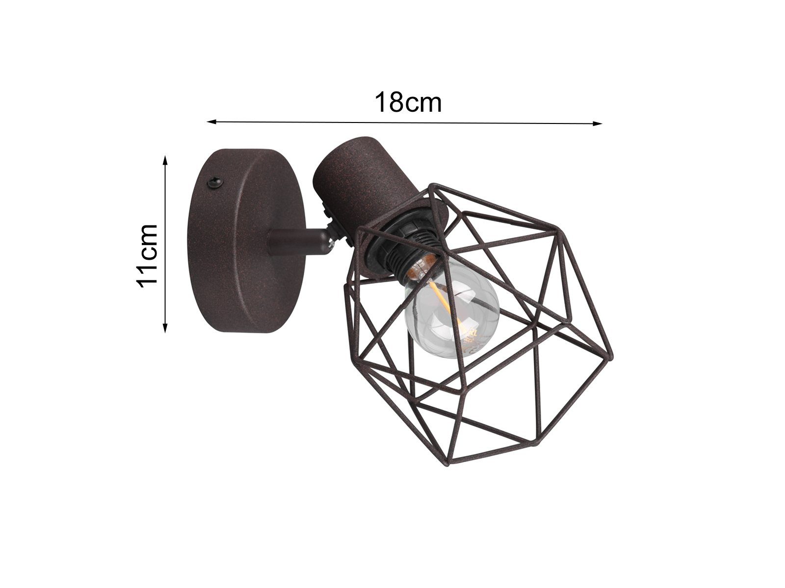 meineWunschleuchte Wandstrahler mit Gitter-Lampenschirm, Höhe 18cm, ohne Leuchtmittel, Industrial Wand-Leuchte innen, Strahler drehbar -schwenkbar