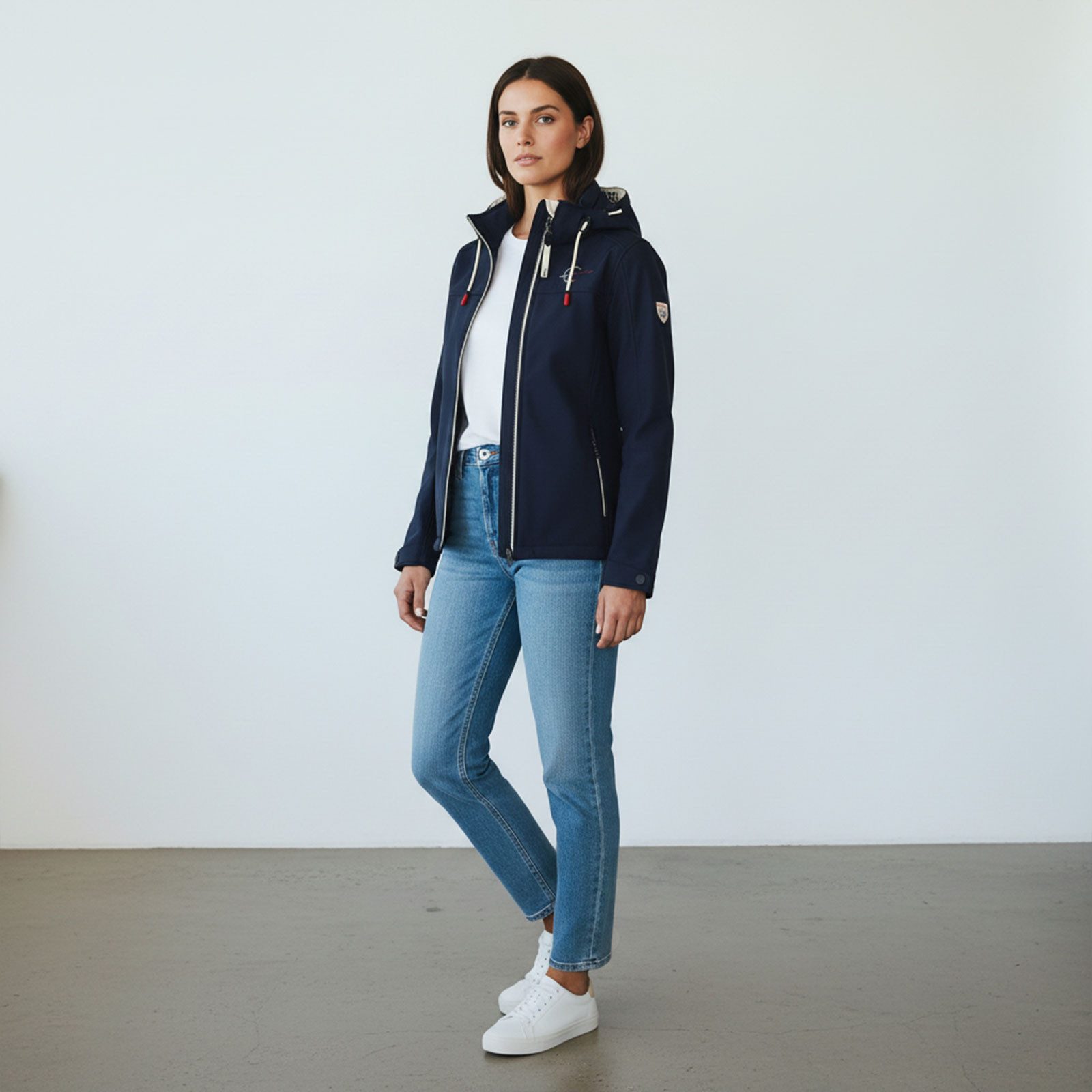 Dry Fashion Softshelljacke Zingst Damen Jacke Softshell Fleece-Futter - Übergangsjacke Outdoor Atmungsaktiv, Verstellbare & abnehmbare Kapuze, 2-Wege-Reißverschluss