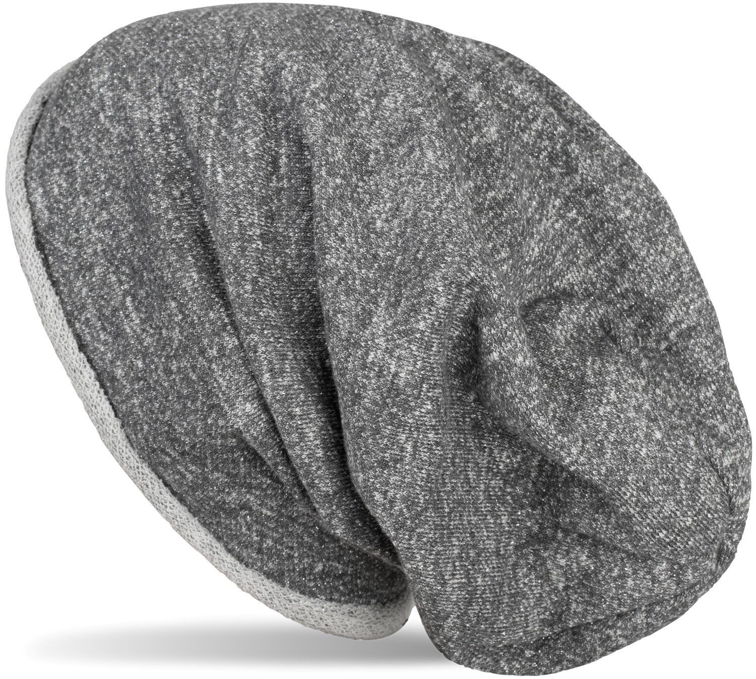 Mütze mit styleBREAKER (1-St) Glitzer meliert Beanie Beanie Dunkelgrau Over All