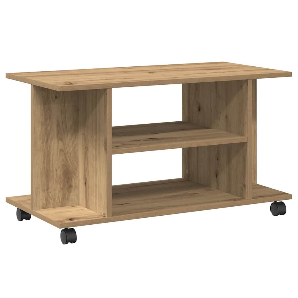 vidaXL TV-Schrank TV-Regal mit Rollen Artisan-Eiche 80x40x45 cm Holzwerkstoff (1-St)