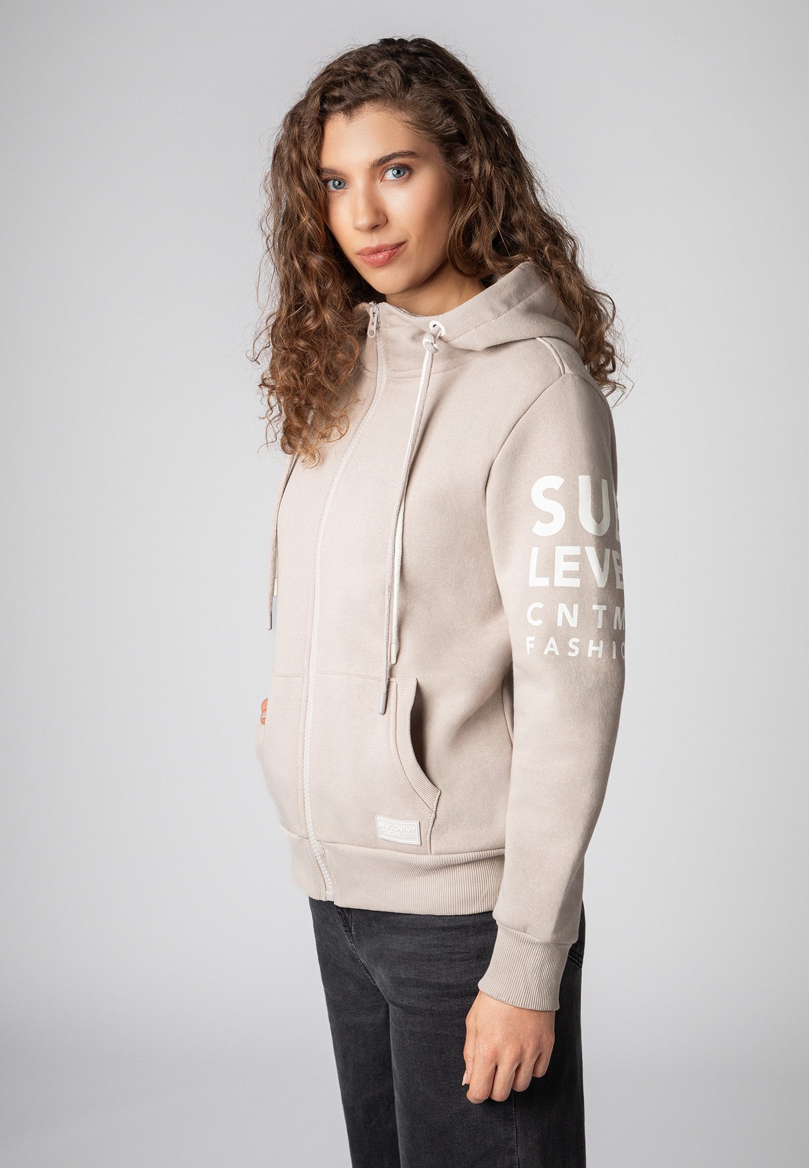 SUBLEVEL Kapuzensweatjacke Damen Jacke mit Prints und Kapuze Hoodie, Kapuzenpullover, Zipperjacke mit Kängurutasche und Kapuze – Bild 4 von 5