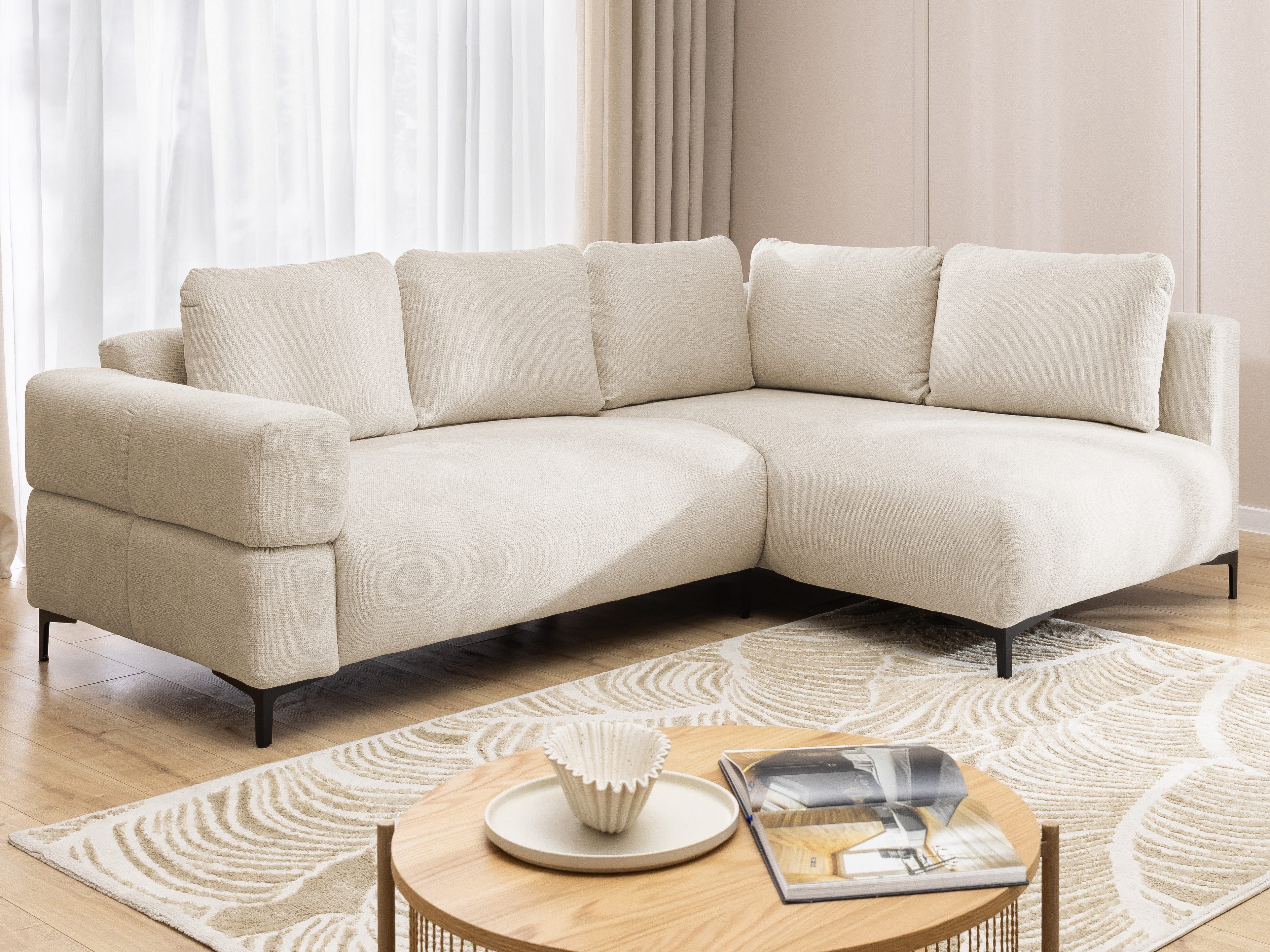 S-Style Möbel Ecksofa Cardea in Bubble-Optik aus weichem Strukturstoff mit hohem Sitzkomfort, mit Wellenfederung