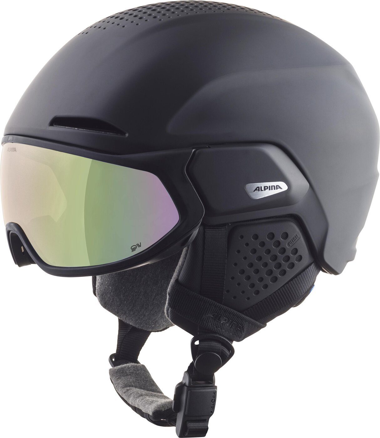 Alpina Sports Skihelm ALTO QV BLACK MATT (COBALT GREEN)