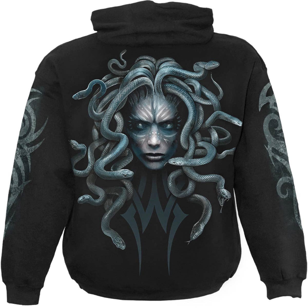 Spiral Kapuzenpullover Gothic Hoodie "Stone Gaze" Skull