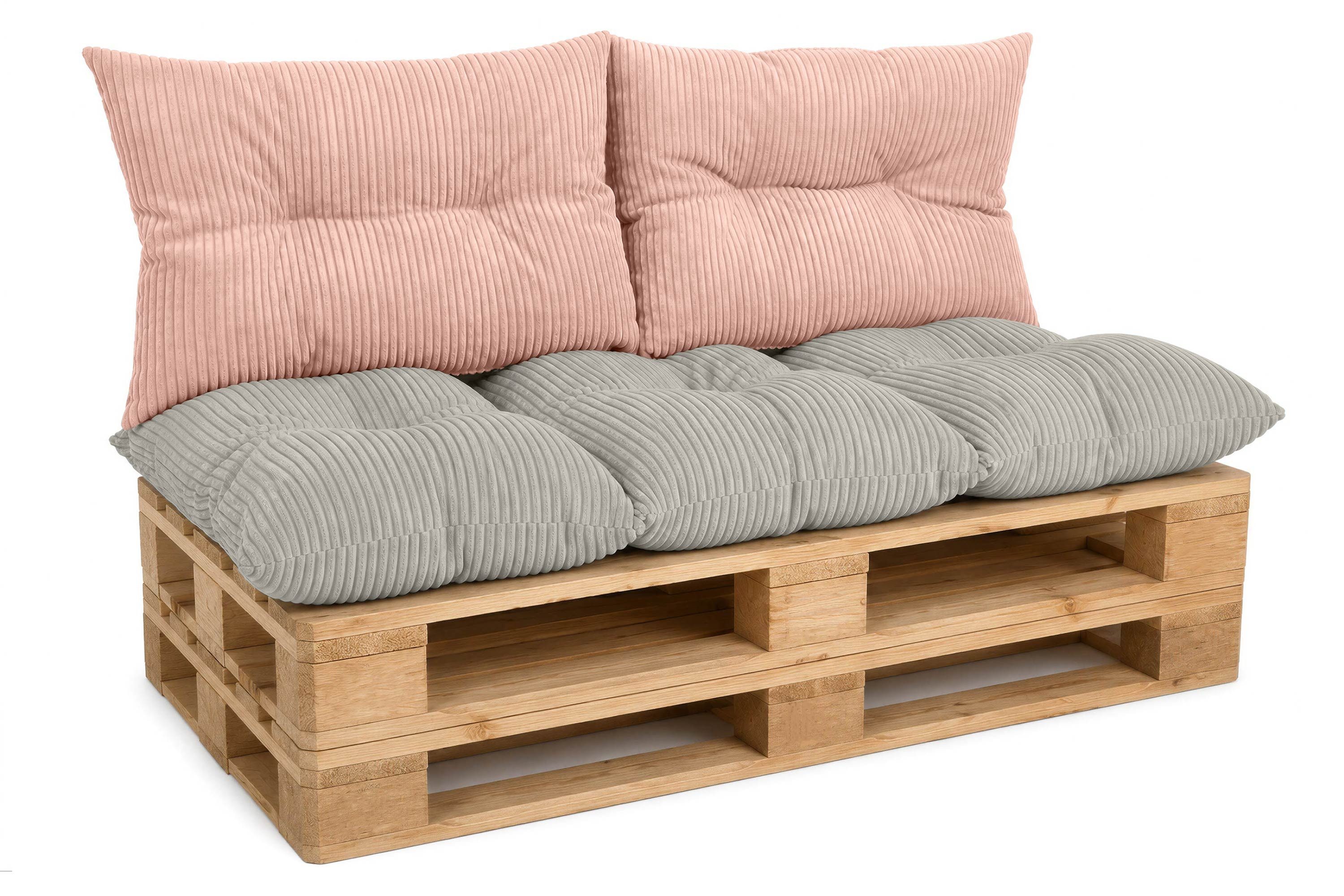 Amilian Palettenkissen Palettenauflagen Set 3-tlg., 120x80 cm + 2x 40x60 cm, für Palettenmöbel, Balkon, Terrasse und Wohnbereich