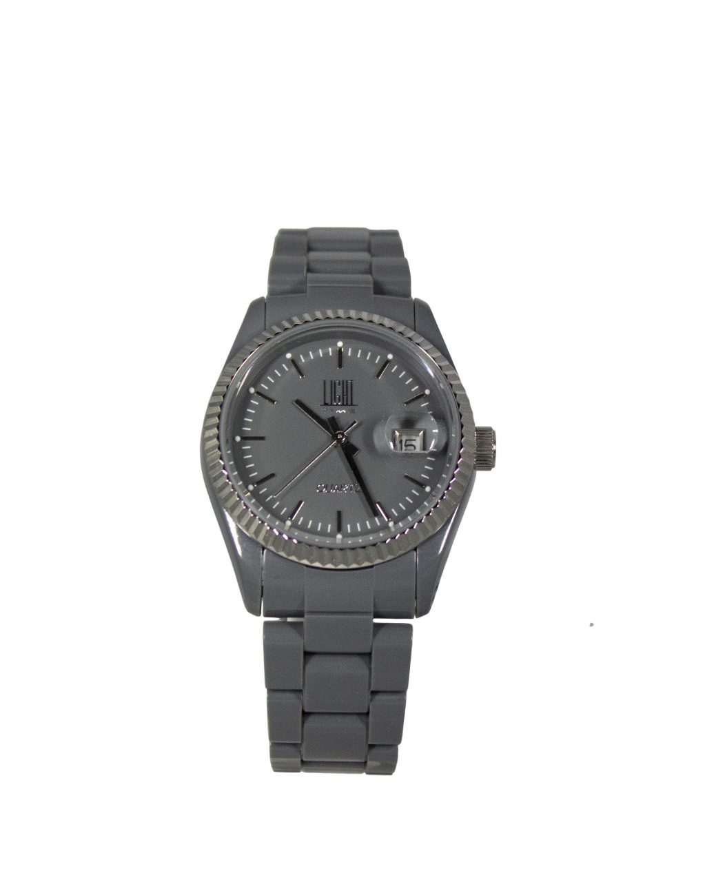 Light Time Quarzuhr Armbanduhr Damen Herren Datum Kunststoff Grau L141LTG-DK, Datumsanzeige