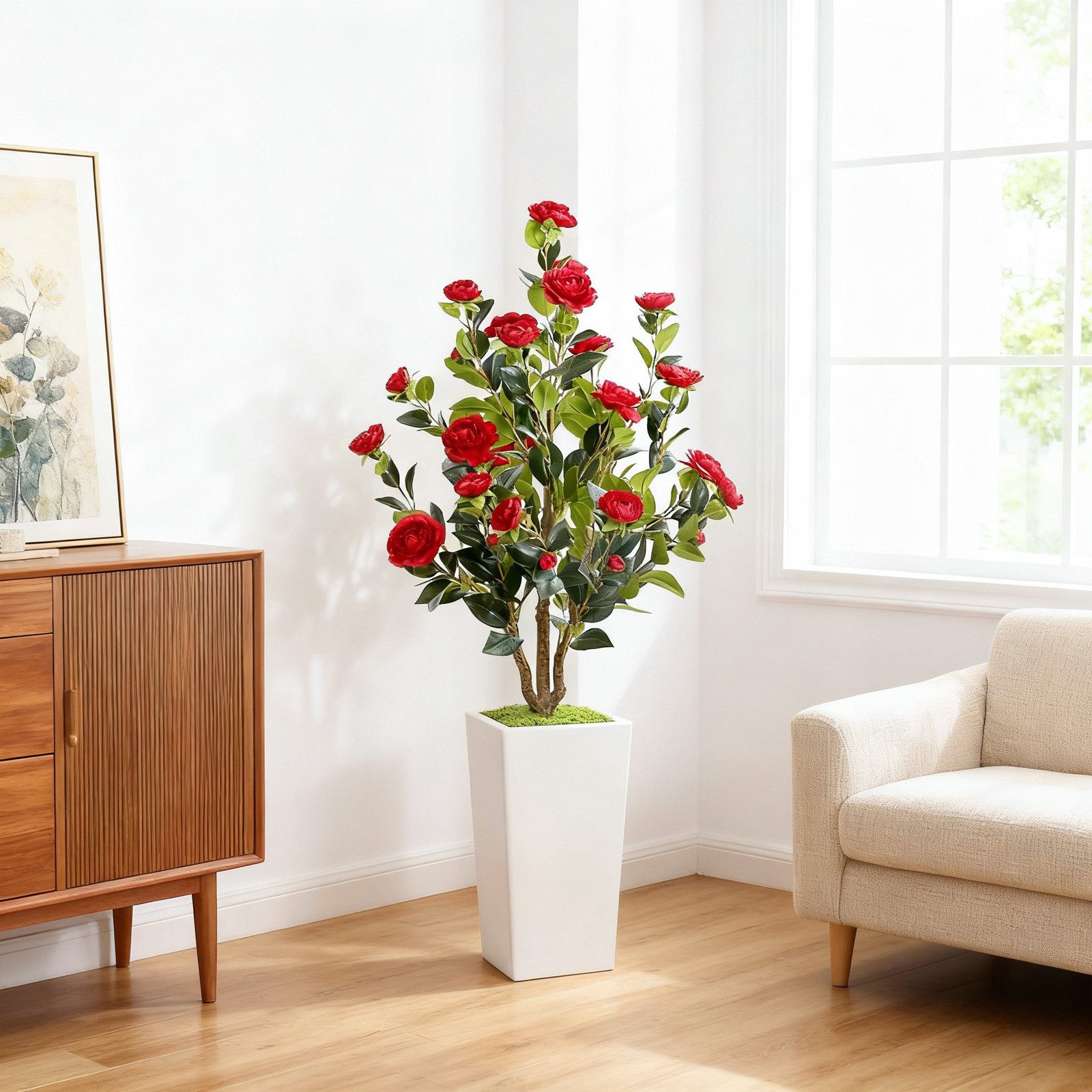 Kunstpflanze 4FT Künstlicher Kamelienbaum Groß Künstliche Pflanzen im Topf, günstig online kaufen