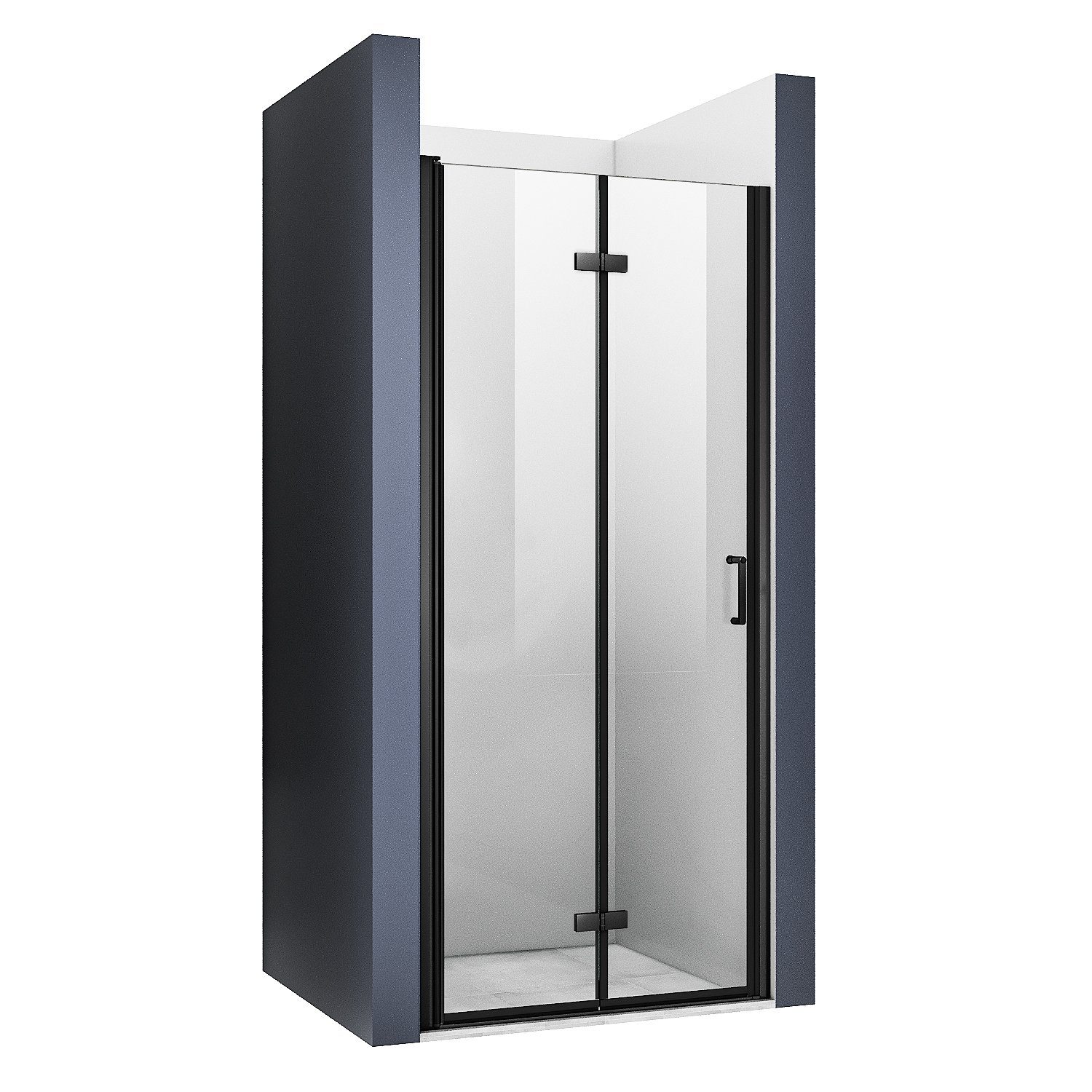SONNI Dusch-Falttür Duschtür Nischentür Falttür Schwarz Duschkabine Duschabtrennung, ESG Nano Glas