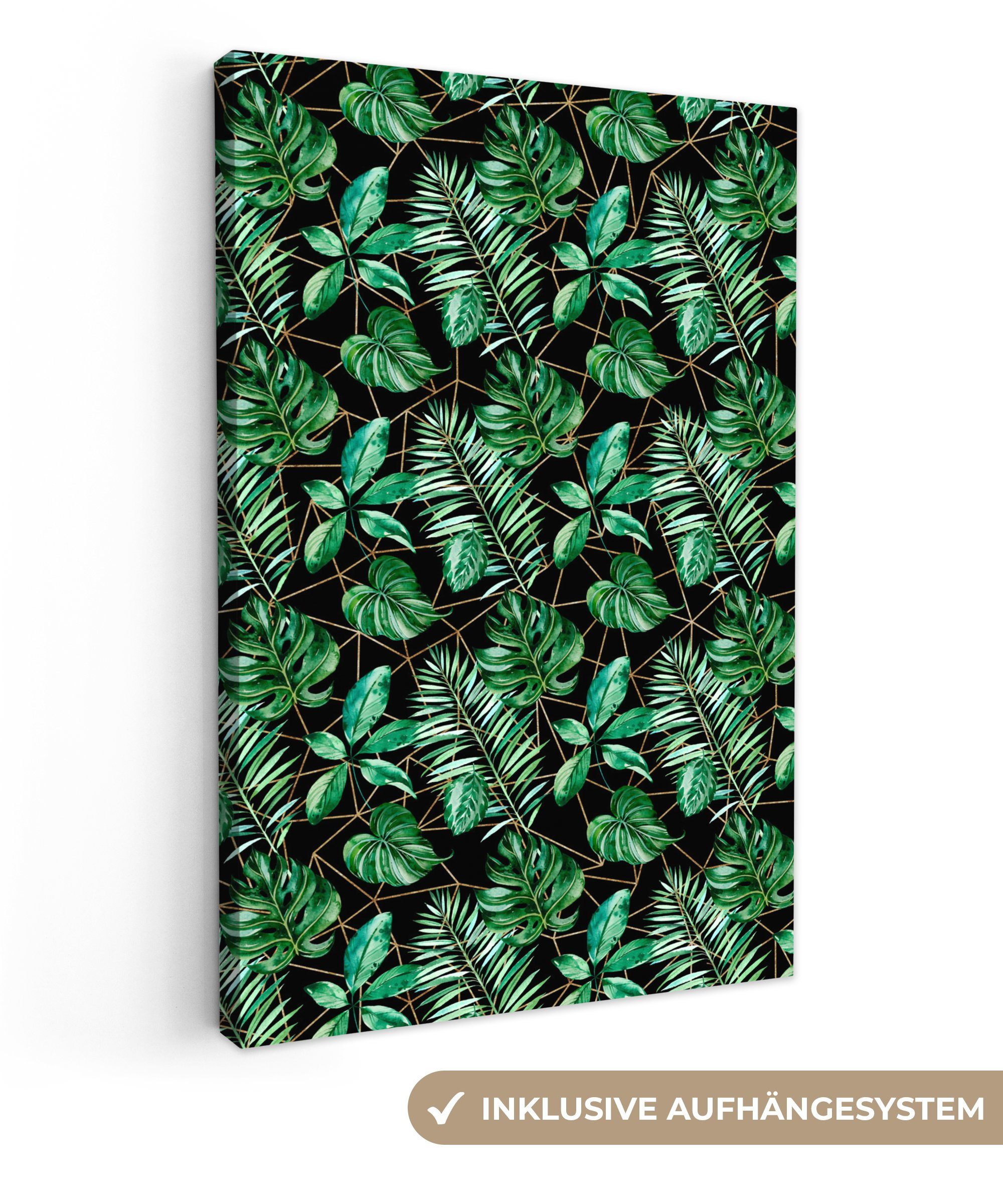 OneMillionCanvasses® Leinwandbild Vintage - Pflanzen - Muster, (1 St), Leinwandbild fertig bespannt inkl. Zackenaufhänger, Gemälde, 20x30 cm