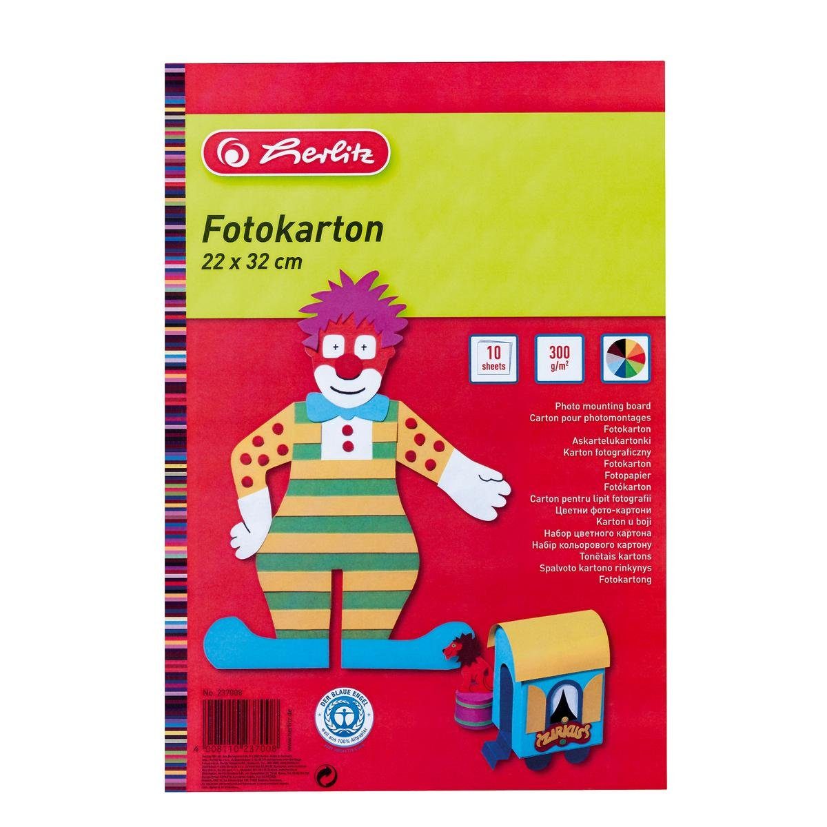 Herlitz Geschäftspapier Herlitz Fotokarton / 10 Blatt / 22x33cm / 270g/m² / 10 verschiedene Fa