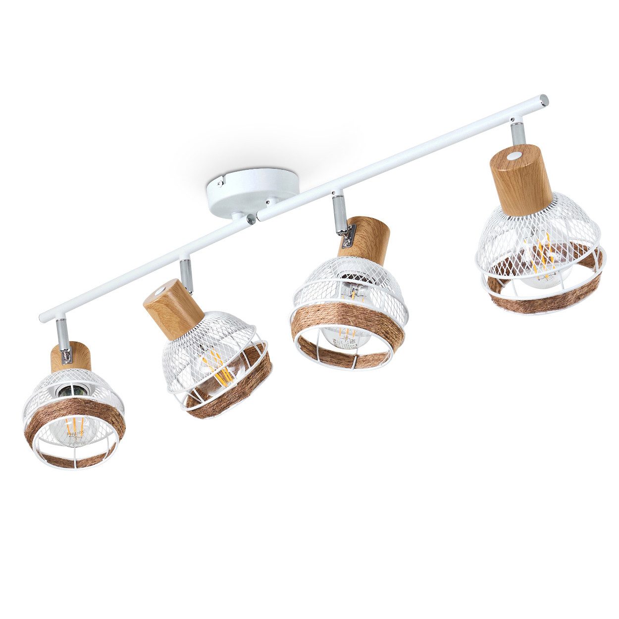hofstein Deckenleuchte »Nalles« verstellbare Deckenlampe, Metall/Holz/Hanfs günstig online kaufen