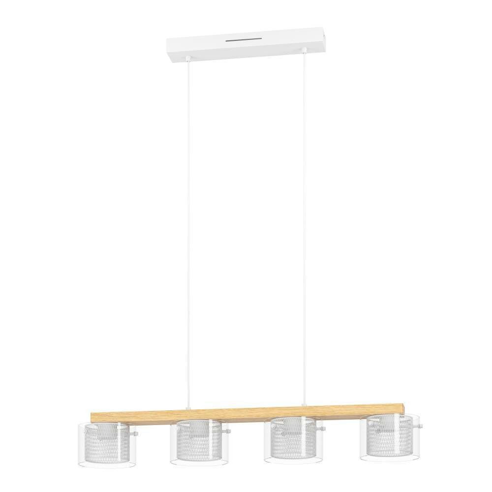 EGLO Hängeleuchte PORTICO-Z Hängelampe Holz weiß, ZigBee 3.0, Timer, Pendelleuchte, Bluetooth, CCT - über Fernbedienung, Dimmfunktion, Ein-/Ausschalter, Farbsteuerung, Farbwechsel, Memoryfunktion, Nachtlichtfunktion, RGB, Smart Home, Weckerfunktion, dimmbar über Fernbedienung, mehrere Helligkeitsstufen, LED fest integriert, RGB, warmweiß - kaltweiß, App / Sprachsteuerung Alexa, 88x15x110cm, exkl. Fernbedienung