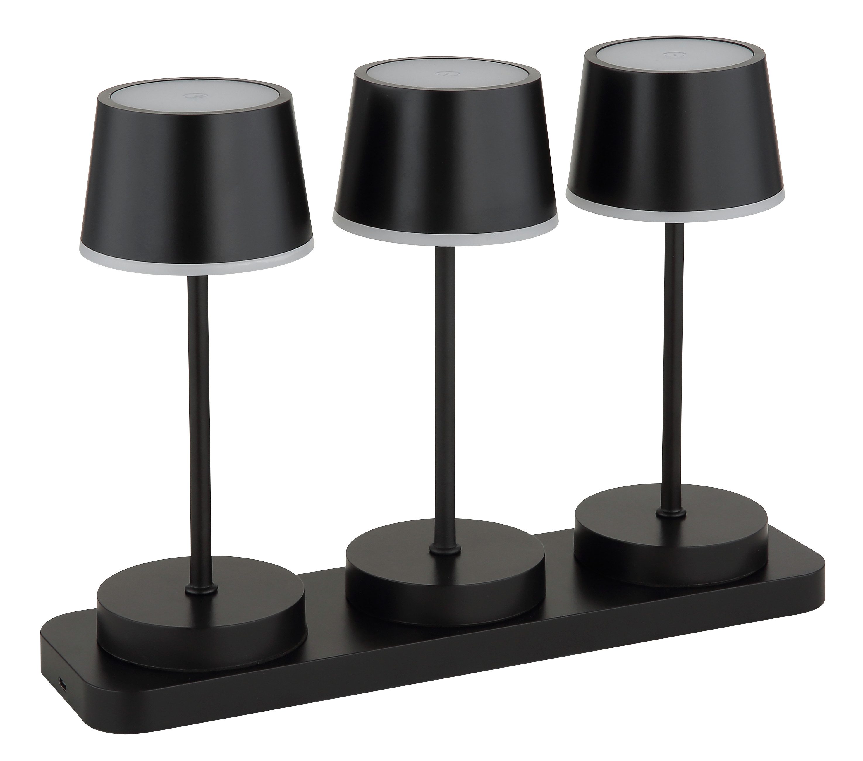 GLOBO LIGHTING Tischleuchte DAWSON, LED fest integriert, Warmweiß, Tischleuchte Schwarz, Opal, Touchdimmer, RGB, Akku, USB-C