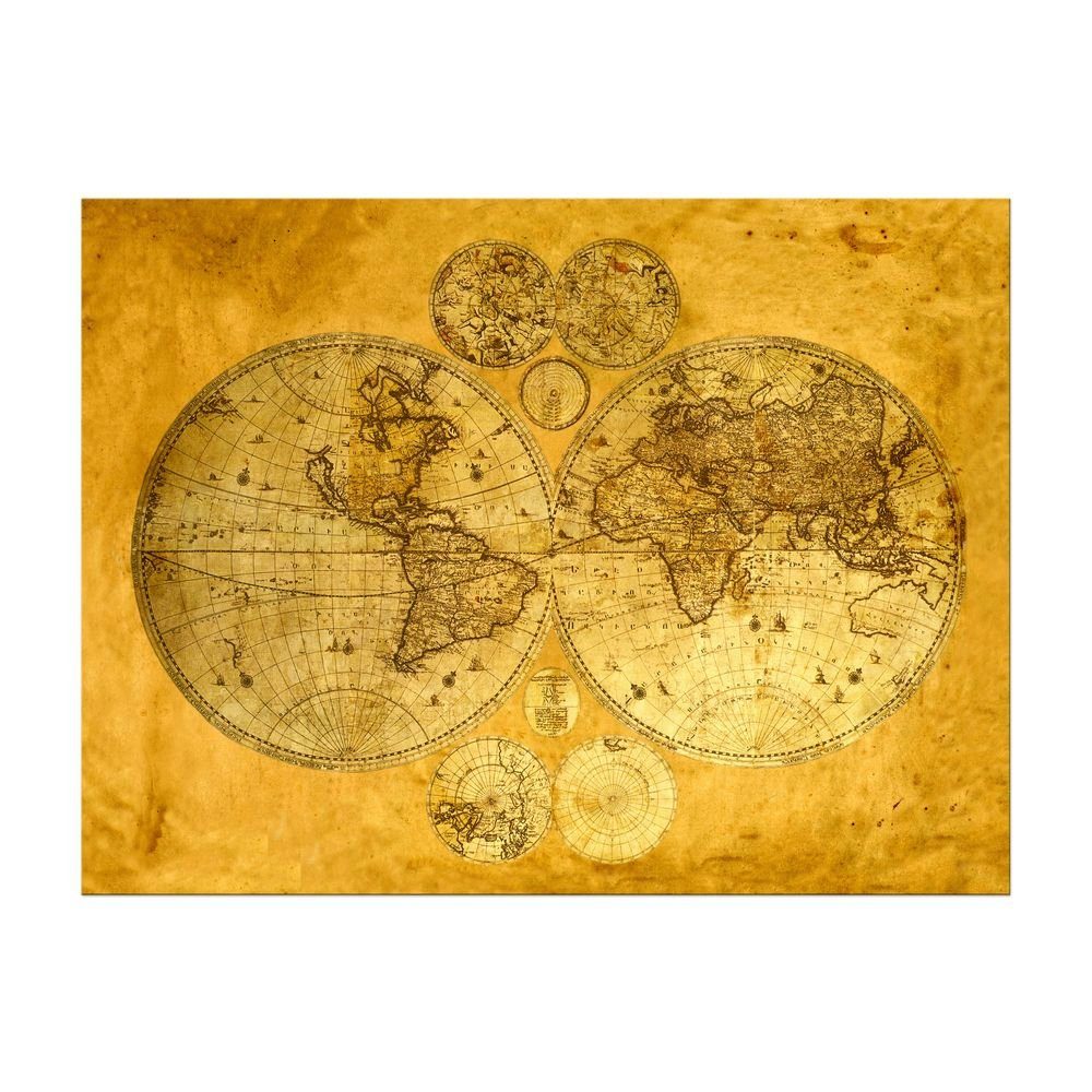 Bilderdepot24 Leinwandbild Weltkarte auf altem Papier, Landkarten