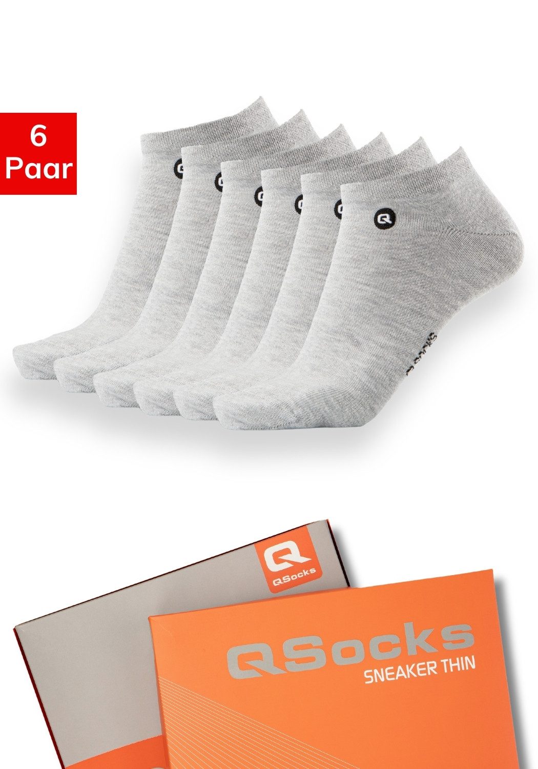 QOLONIA Kurzsocken Dünne Sneakersocken leicht für den Sommer, 6 Paar (Packung, 6 Paar) Dünn und leicht, ohne Polsterung, in 5 Farben und Größe 35-46