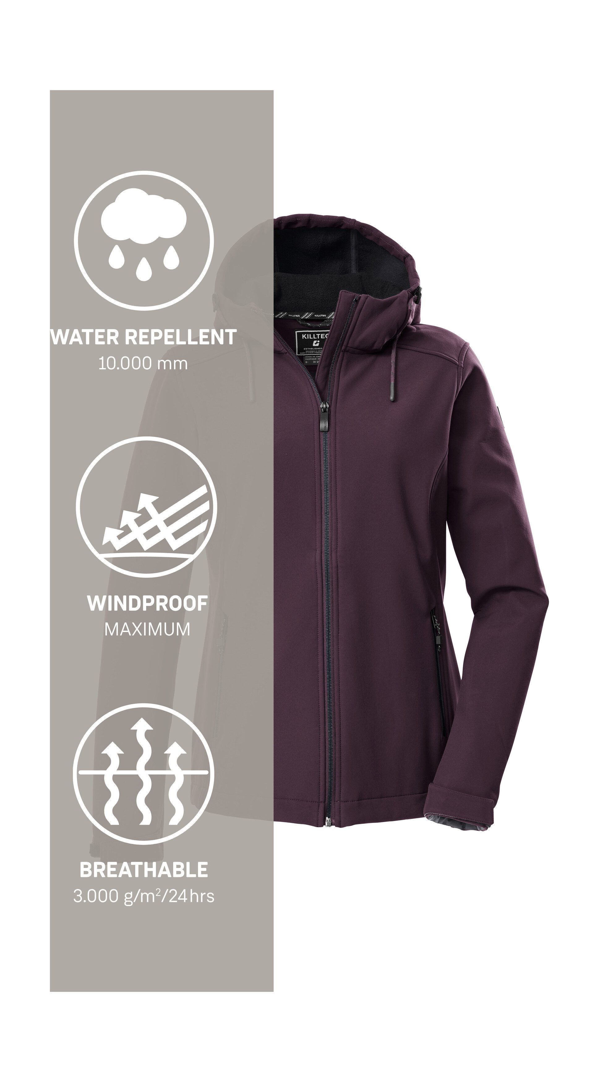 Killtec Softshelljacke KOW 8 WMN SFTSHLL JCKT Damen Softshelljacke: wasser- und windabweisend, atmungsaktiv