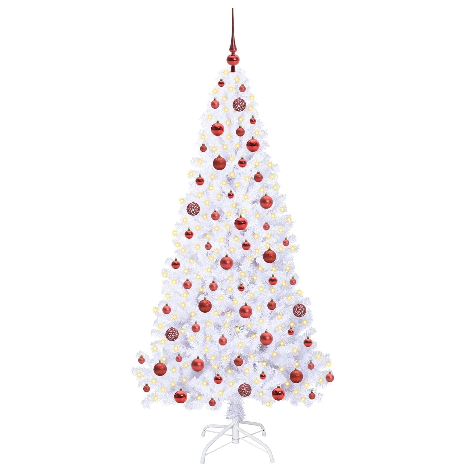 vidaXL Künstlicher Weihnachtsbaum Künstlicher Weihnachtsbaum Weiß 180 cm PVC und Stahl