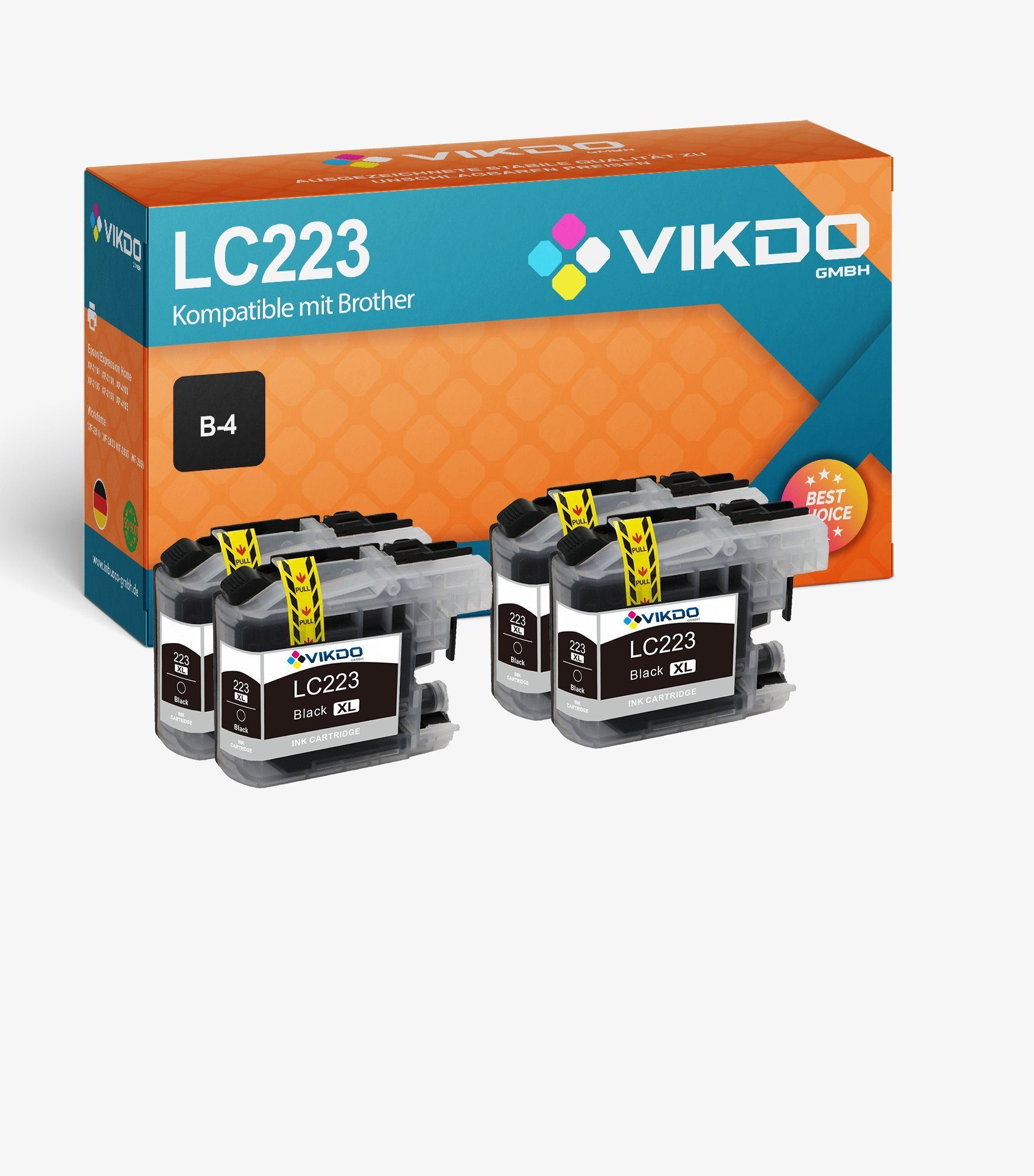 Inbusco Tonerpatrone Tintenpatronen 223BK kompatibel für Brother LC223 (schwarz) 4xBK ..., LC 223 BK