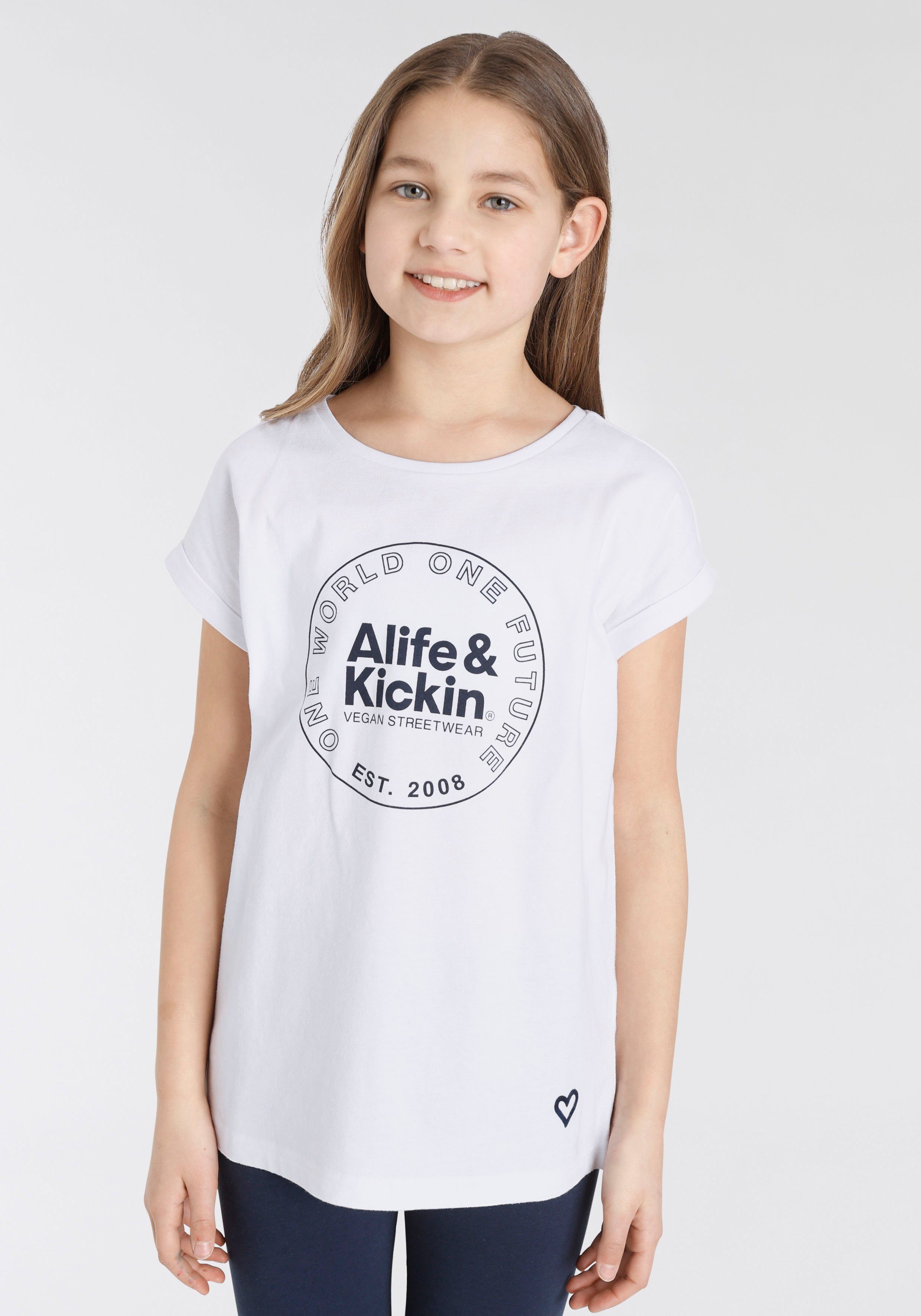 Alife & Kickin T-Shirt mit Logo Druck, NEUE MARKE! Alife & Kickin für  Kids., Leicht angeschnittener Ärmel mit fixierten Aufschlägen
