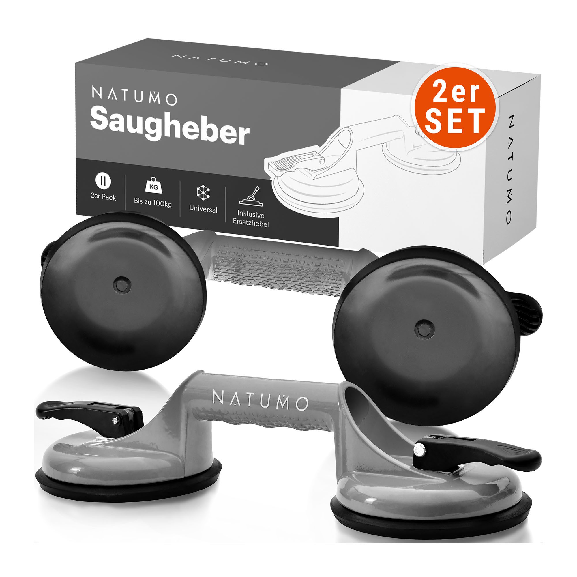 natumo Saugheber Saugheber Silber, -], 100kg Tragkraft