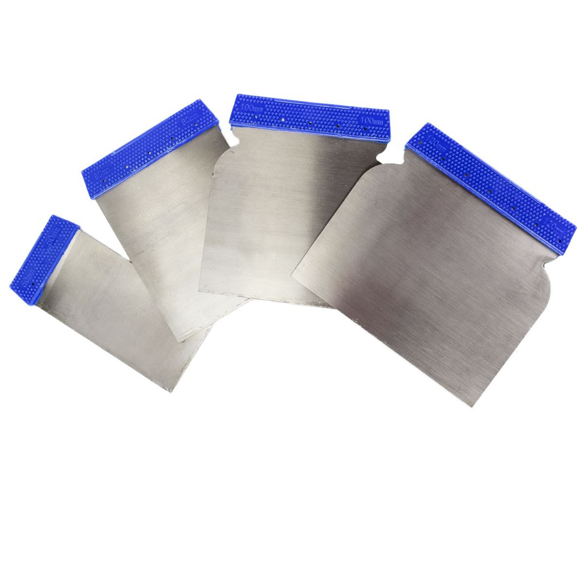 Benson Tools Tapetenspachtel 4 Spachteln aus Stahl 50, 80, 100 und 120 mm mit Kunststoffgriff (4-St) Lösungsmittelbeständig